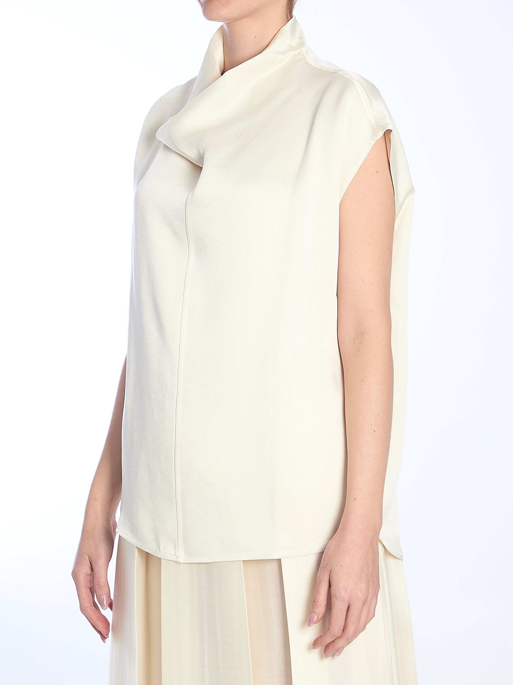 Ivory Collared Sleveless Top