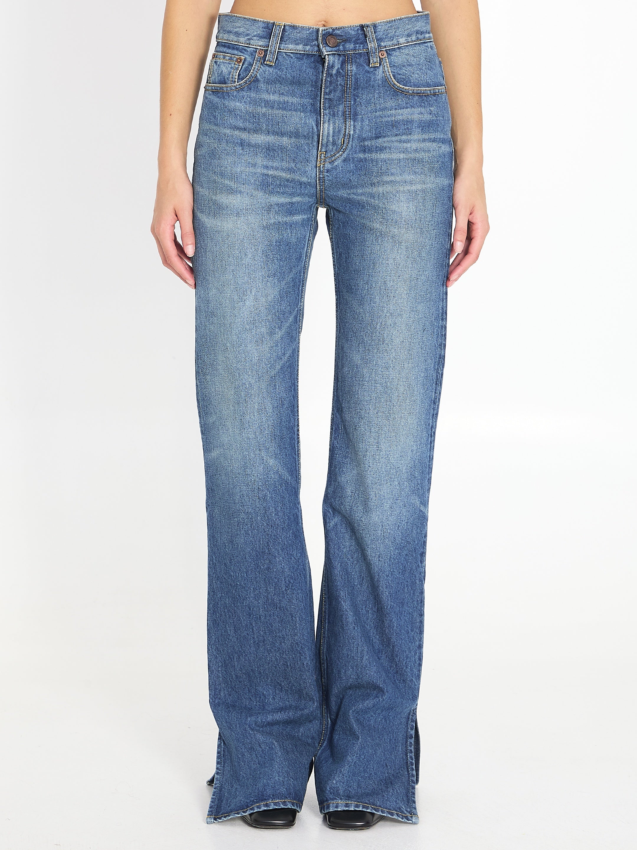 Straight-leg denim jeans