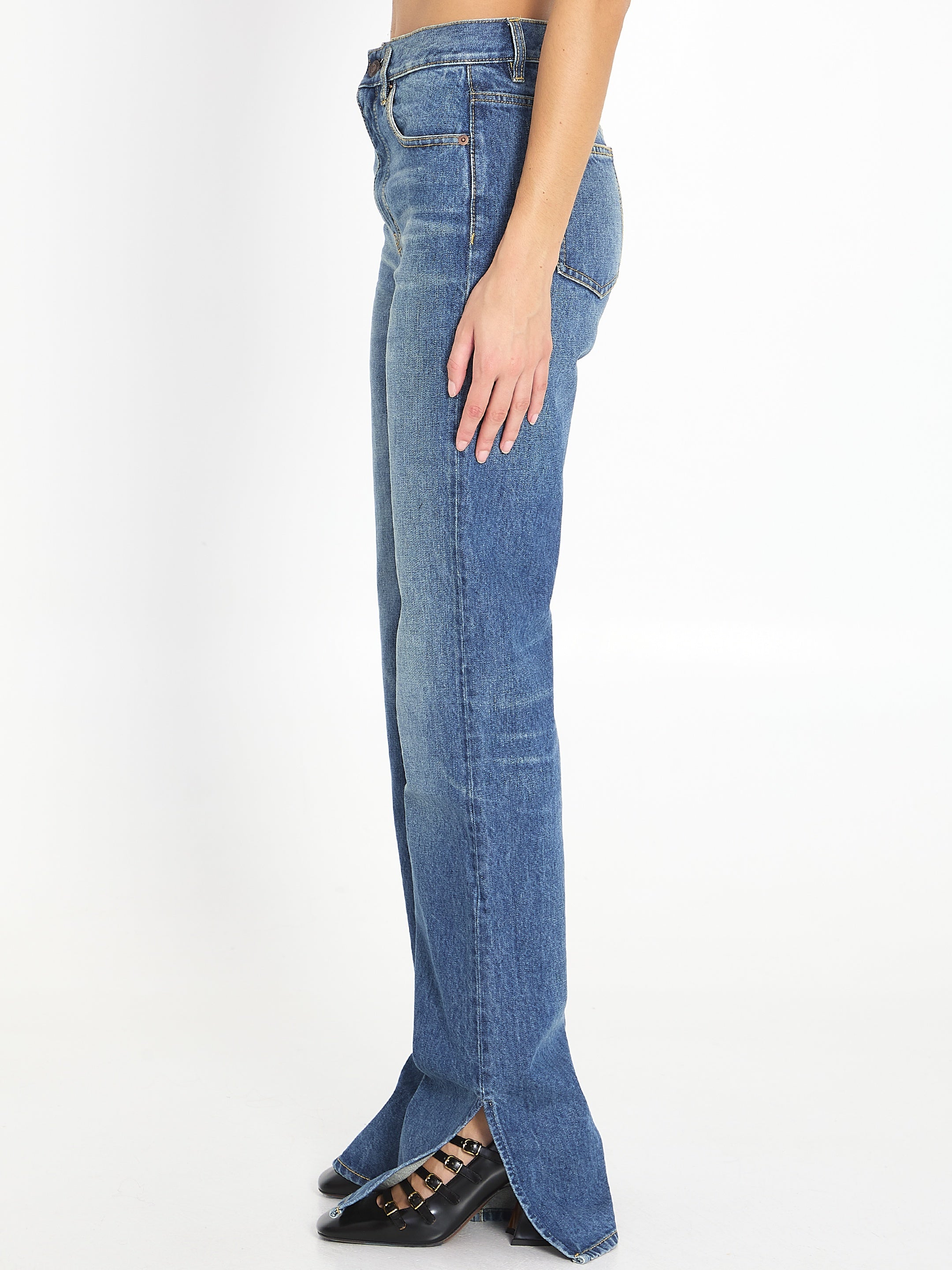 Straight-leg denim jeans