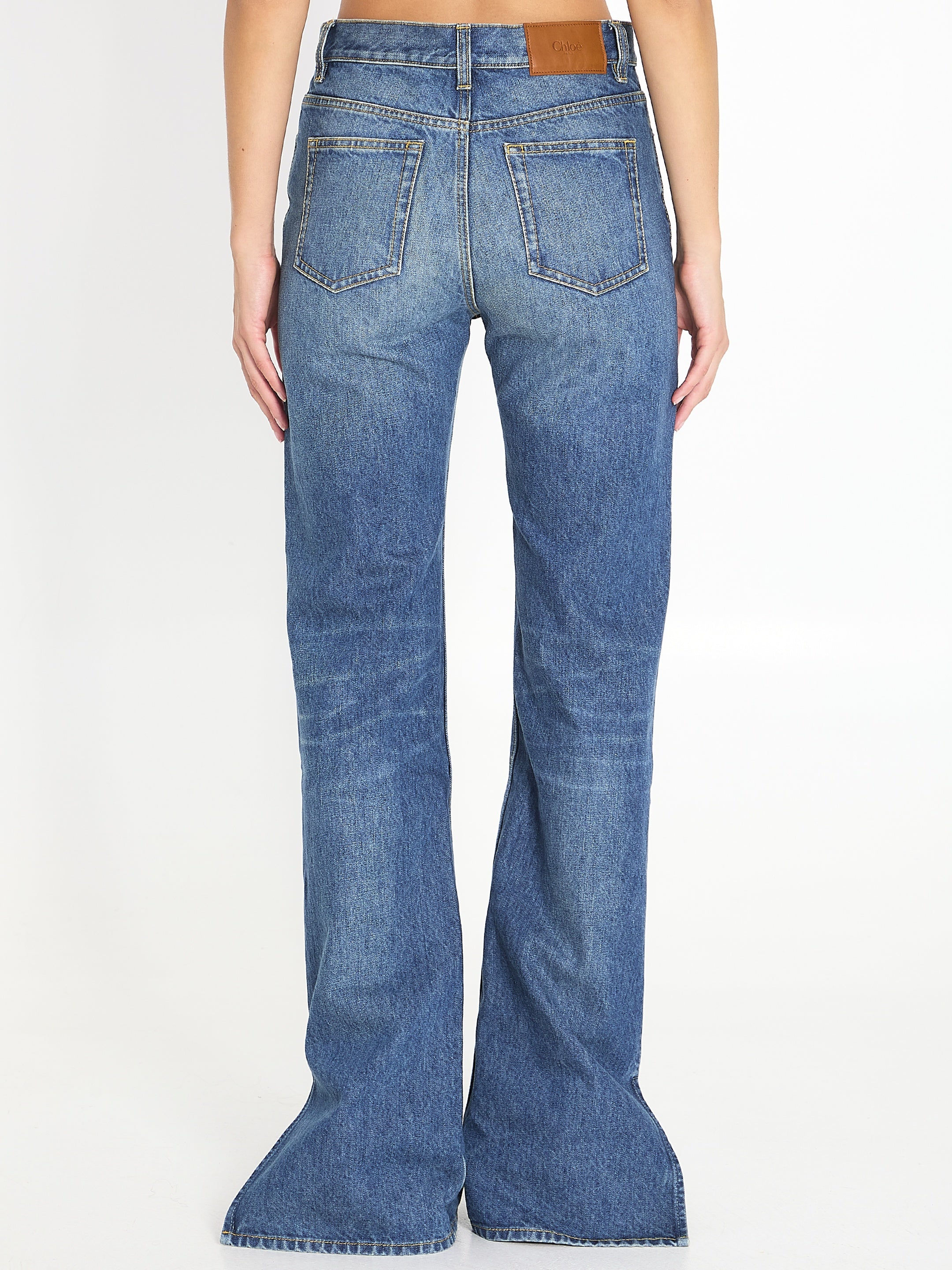 Straight-leg denim jeans