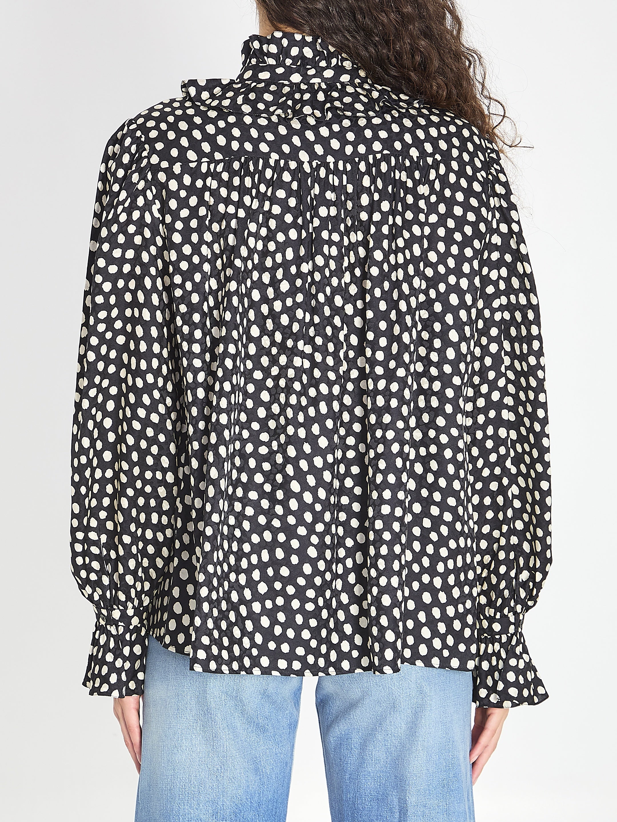 Polka dot blouse with ruffles