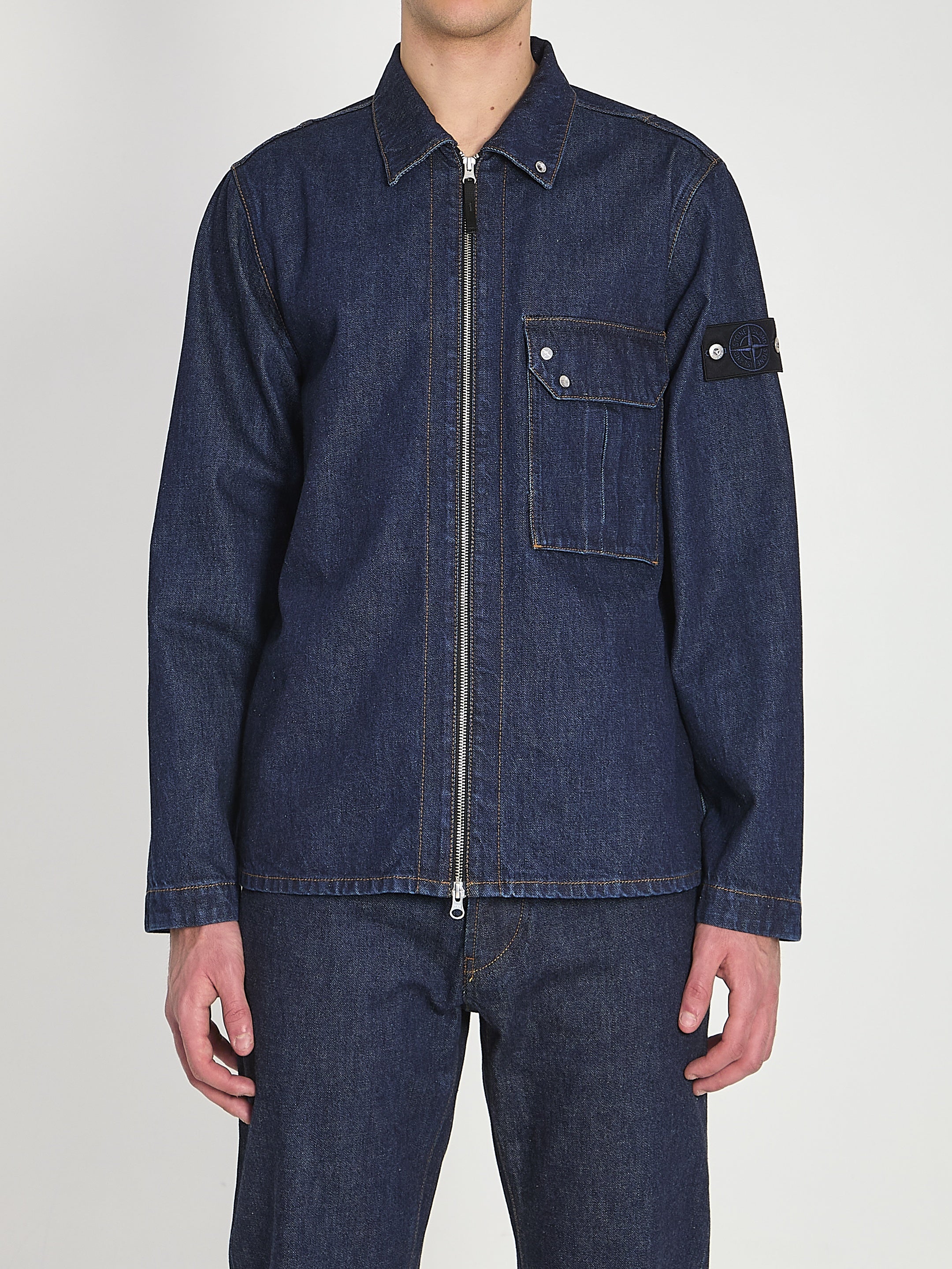 Zip denim overshirt