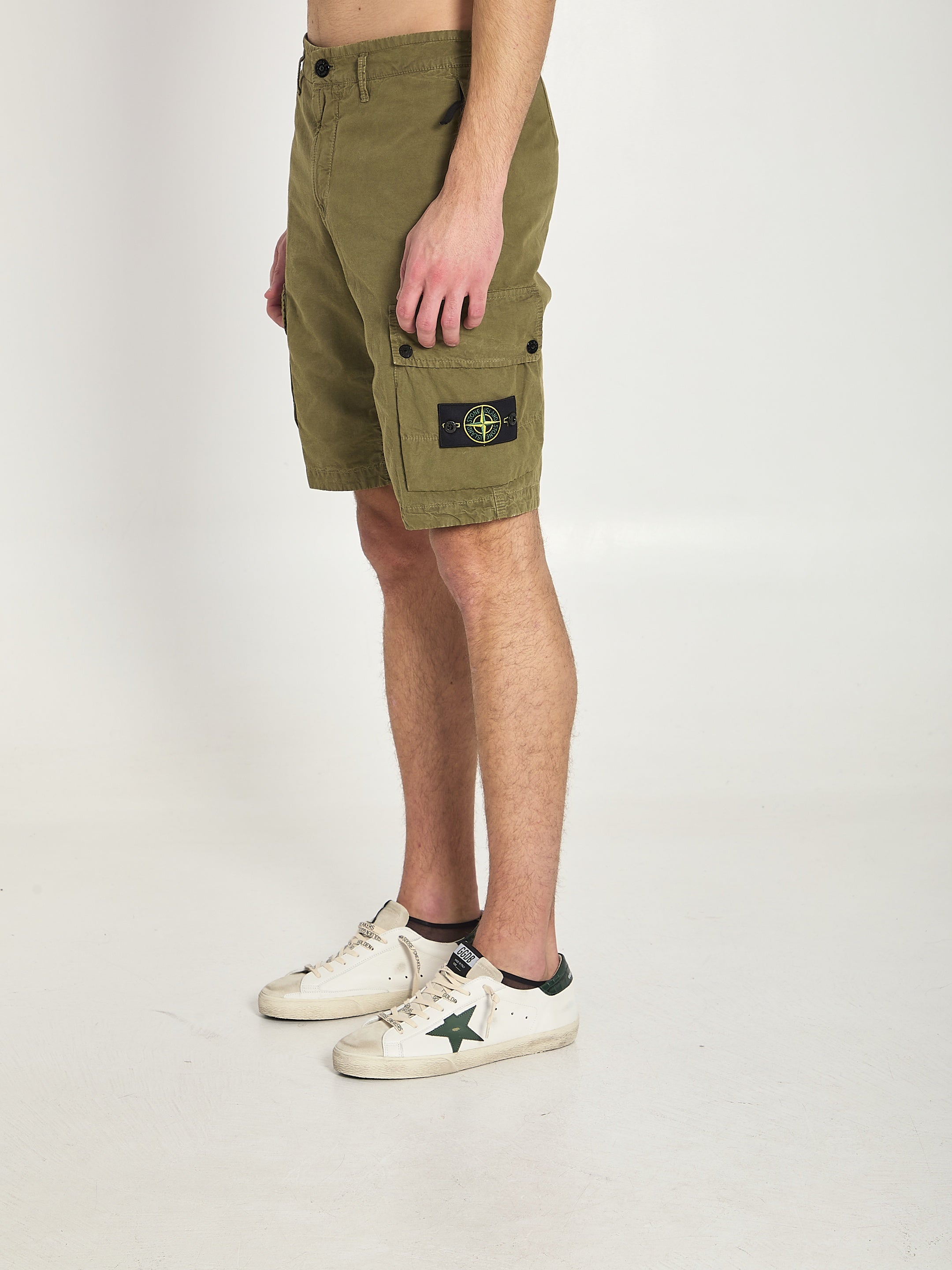 Slim bermuda military green