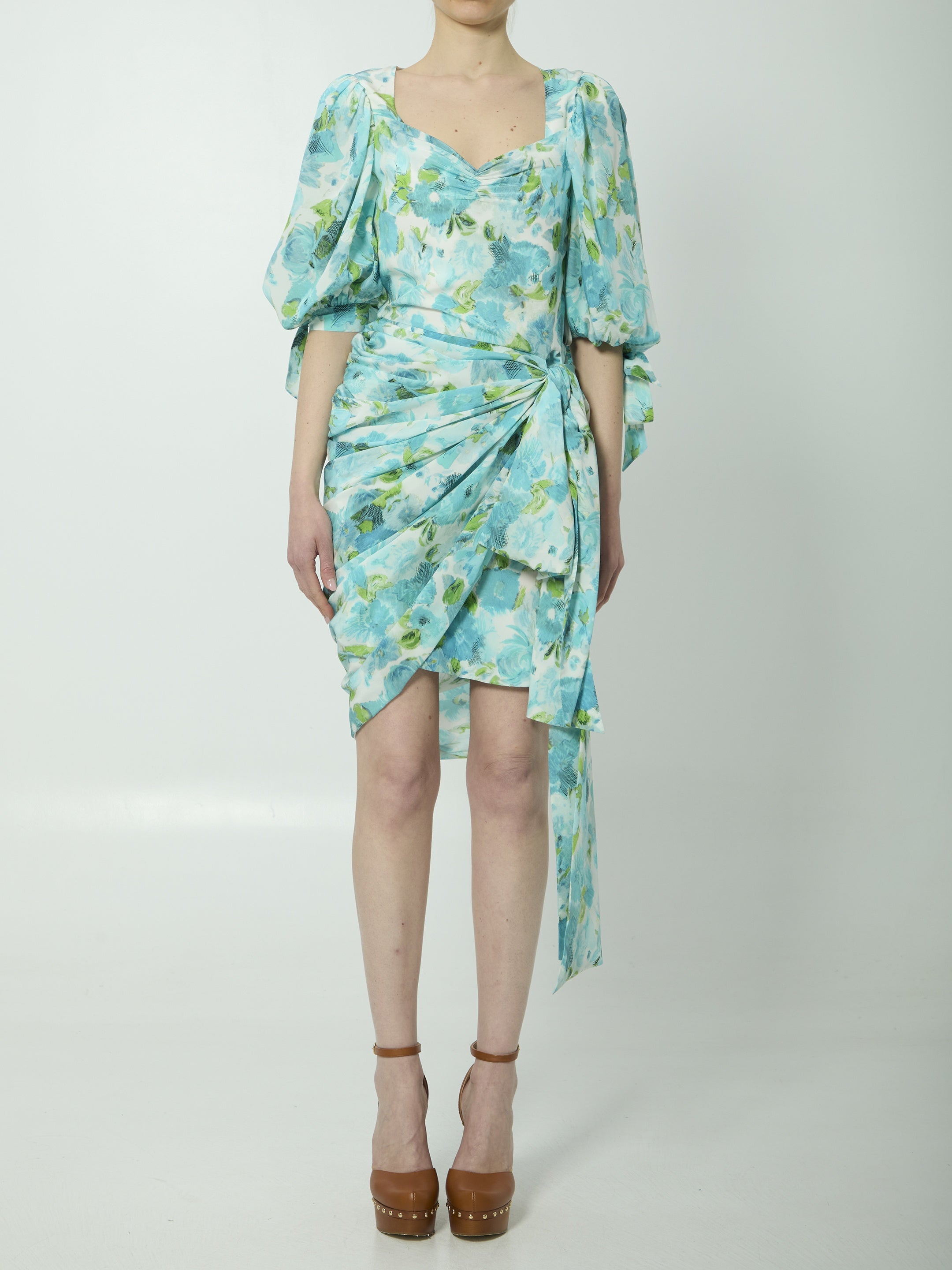 Printed silk midi dress