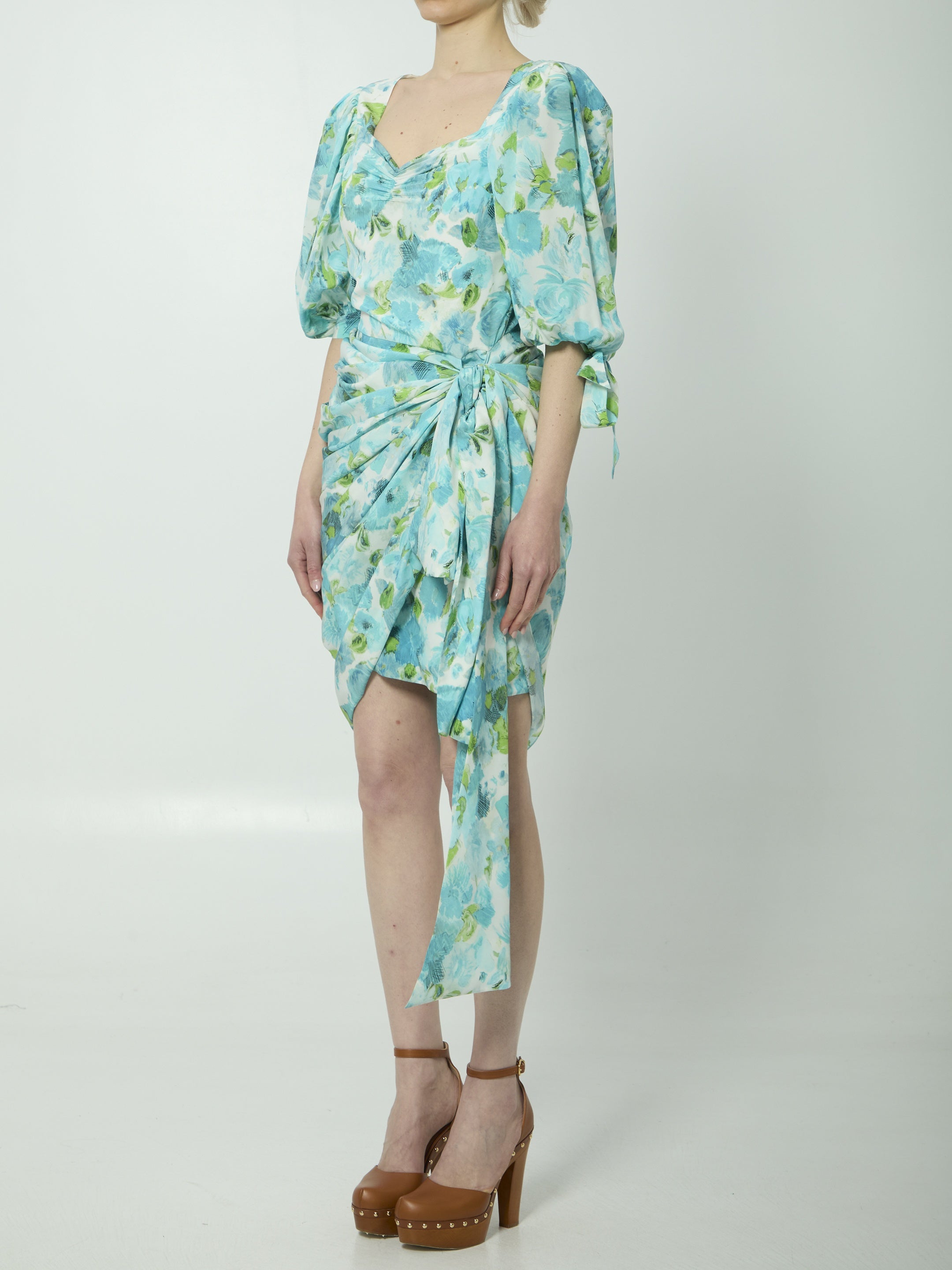 Printed silk midi dress