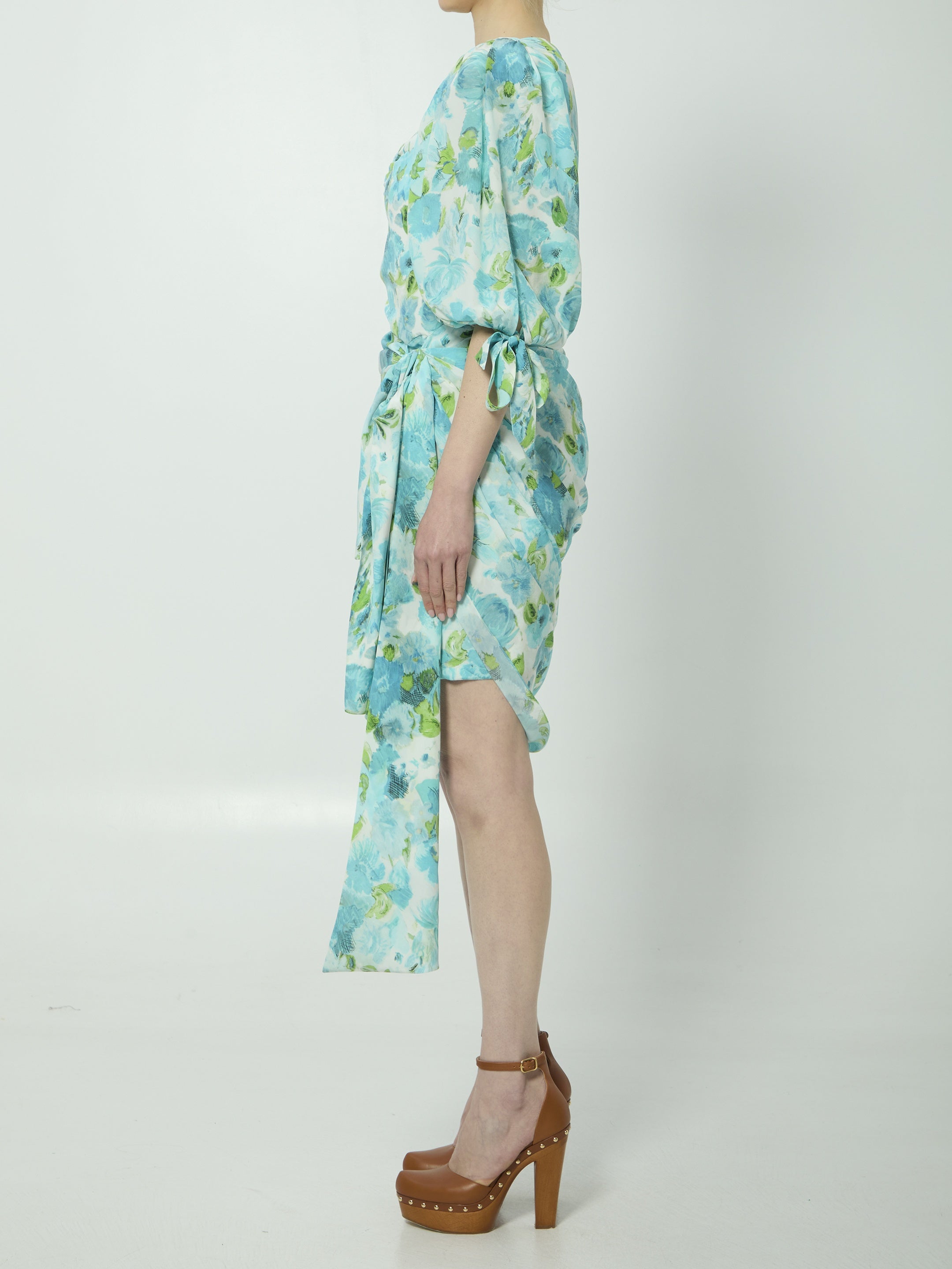 Printed silk midi dress