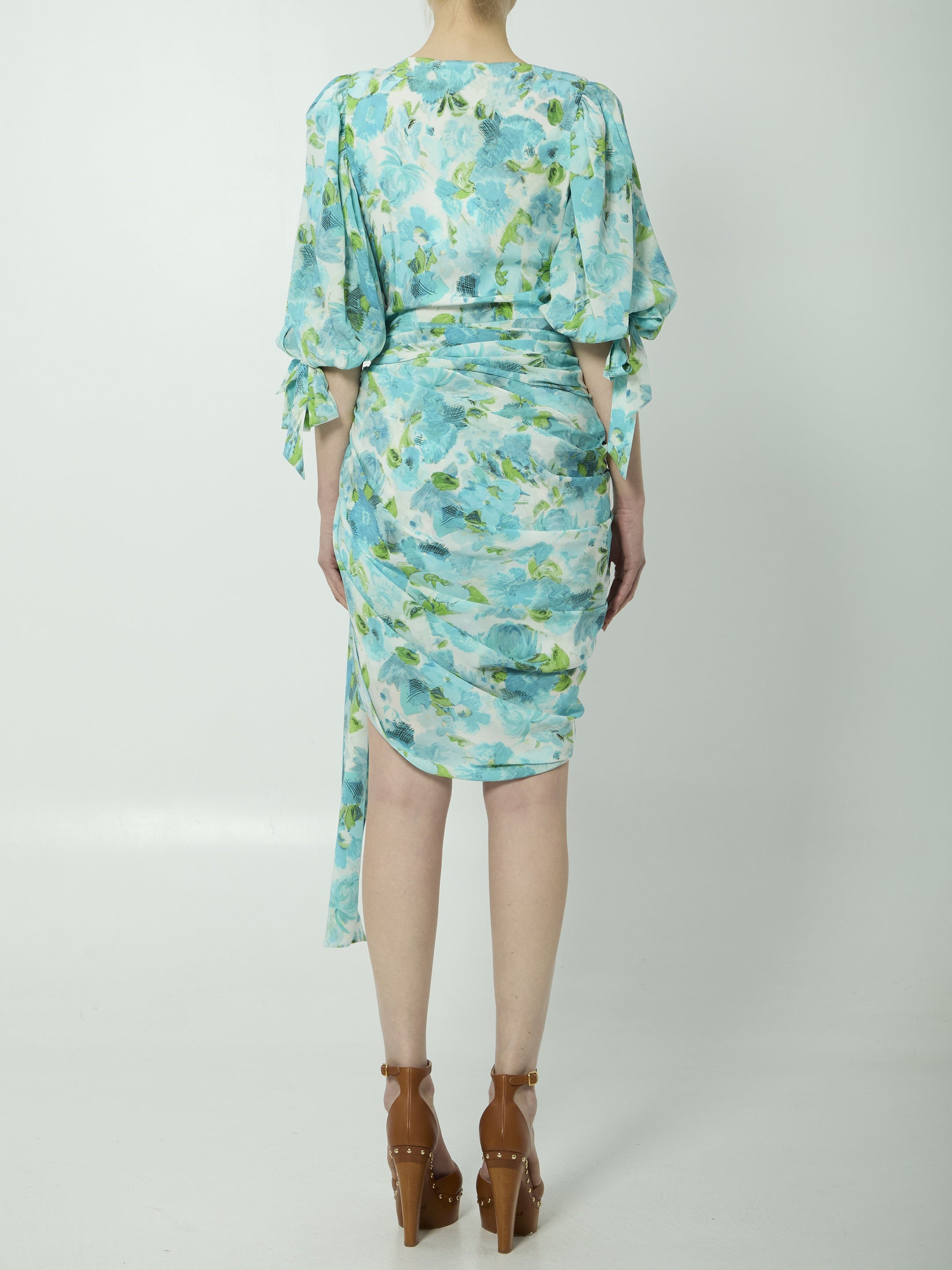 Printed silk midi dress