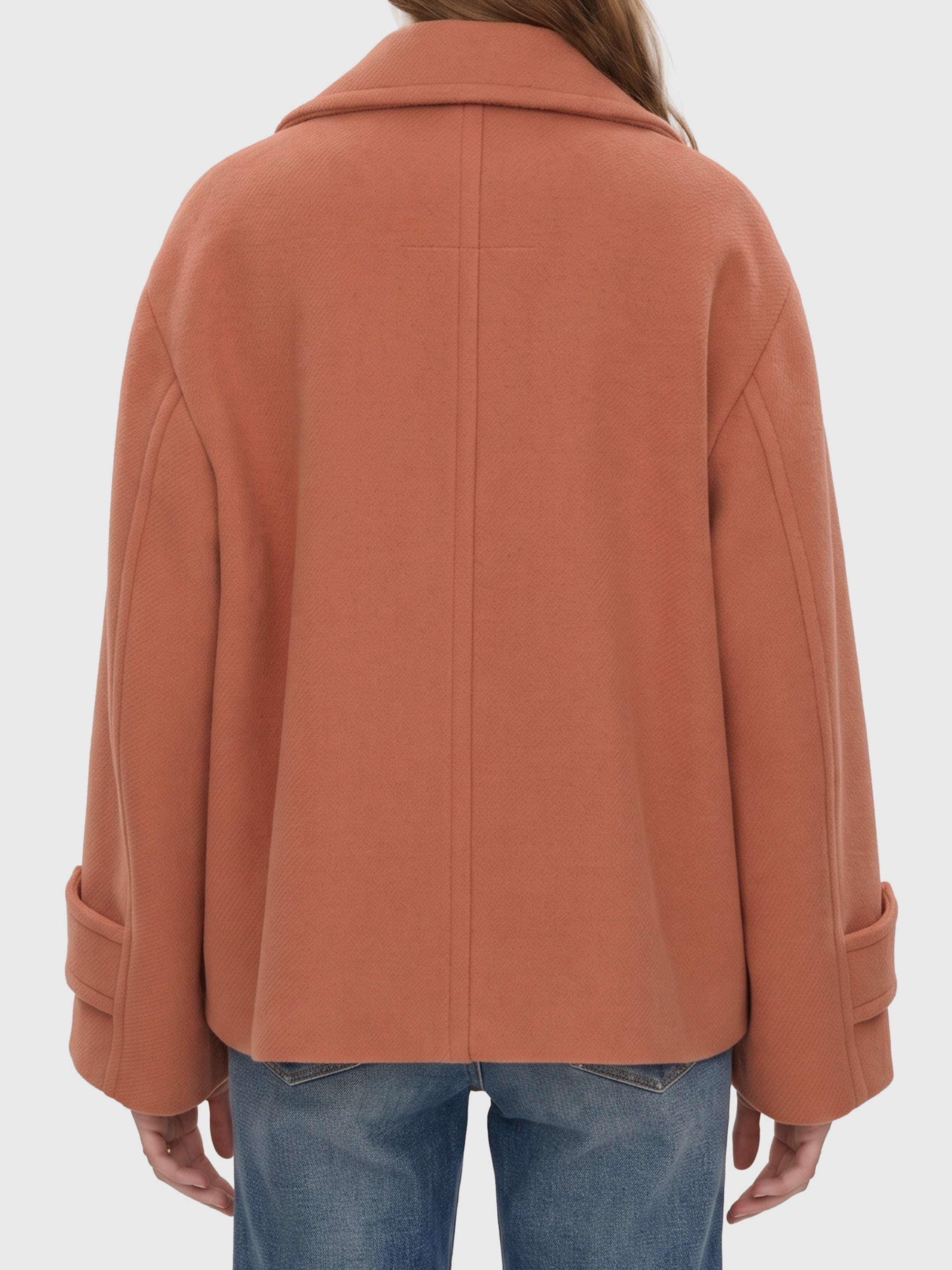 Oversized short wool coat