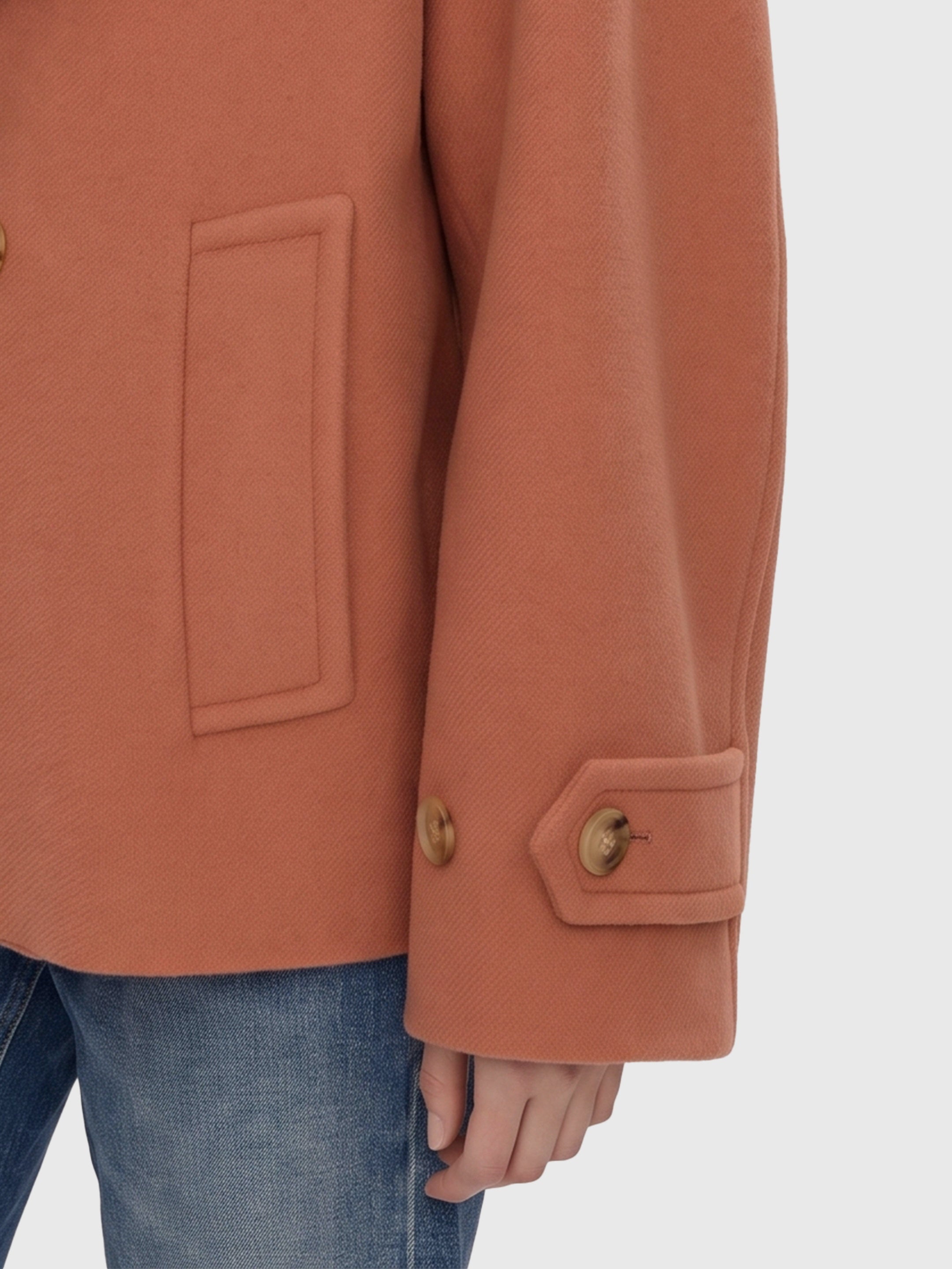 Oversized short wool coat