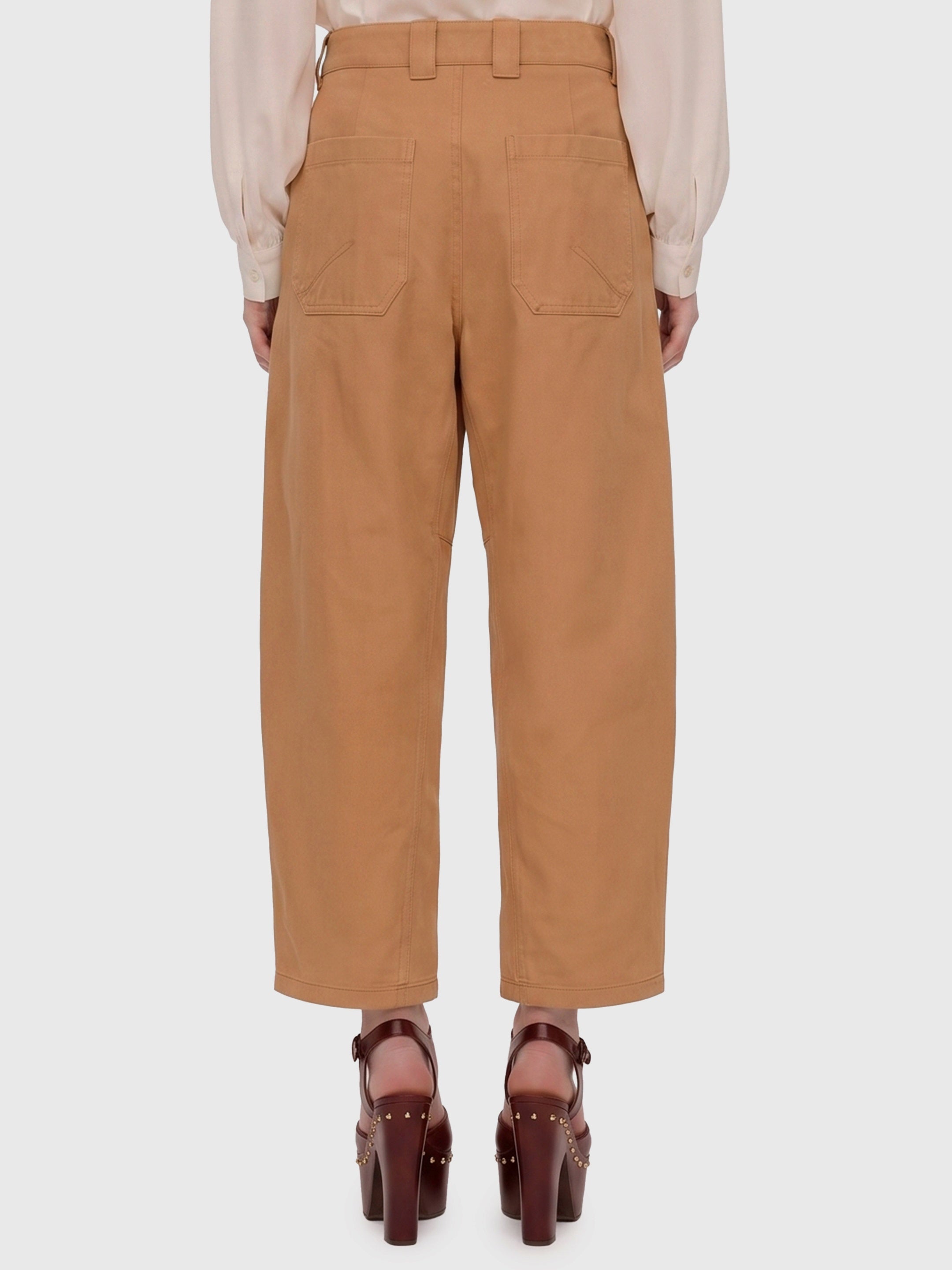Barrel-leg pants in cotton canvas
