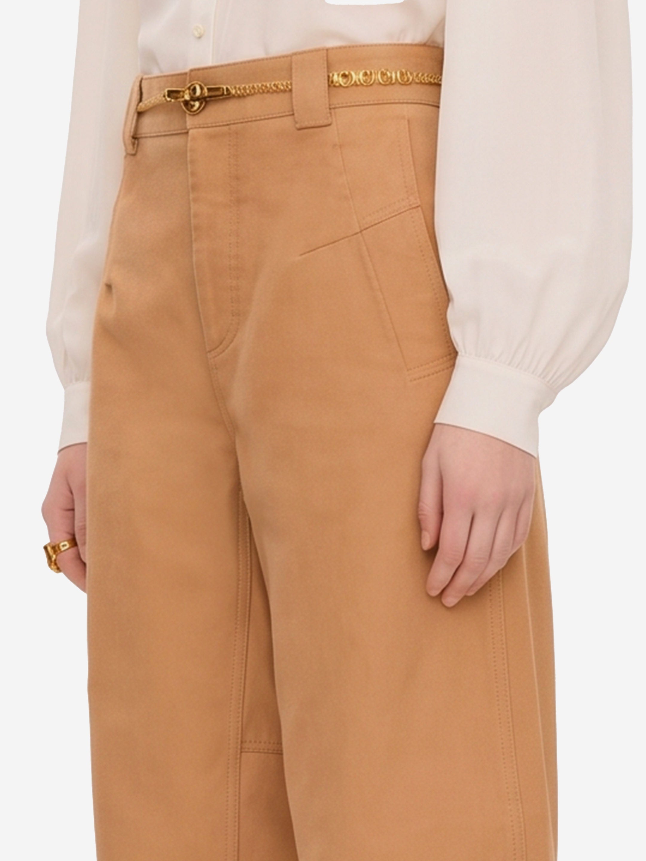 Barrel-leg pants in cotton canvas