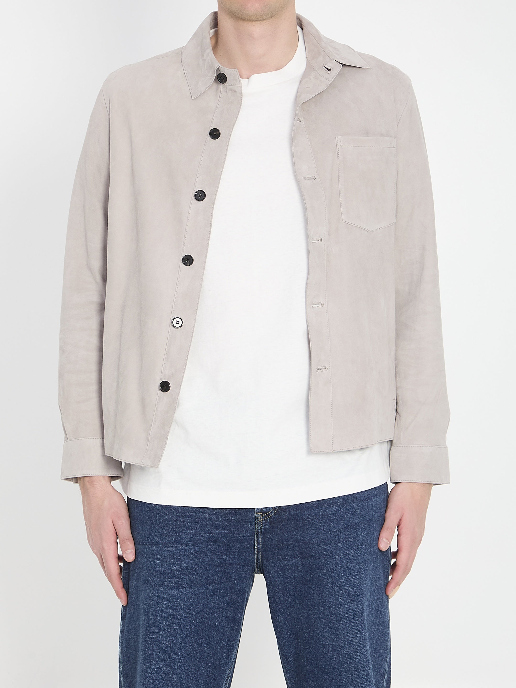 Overshirt in suede leather