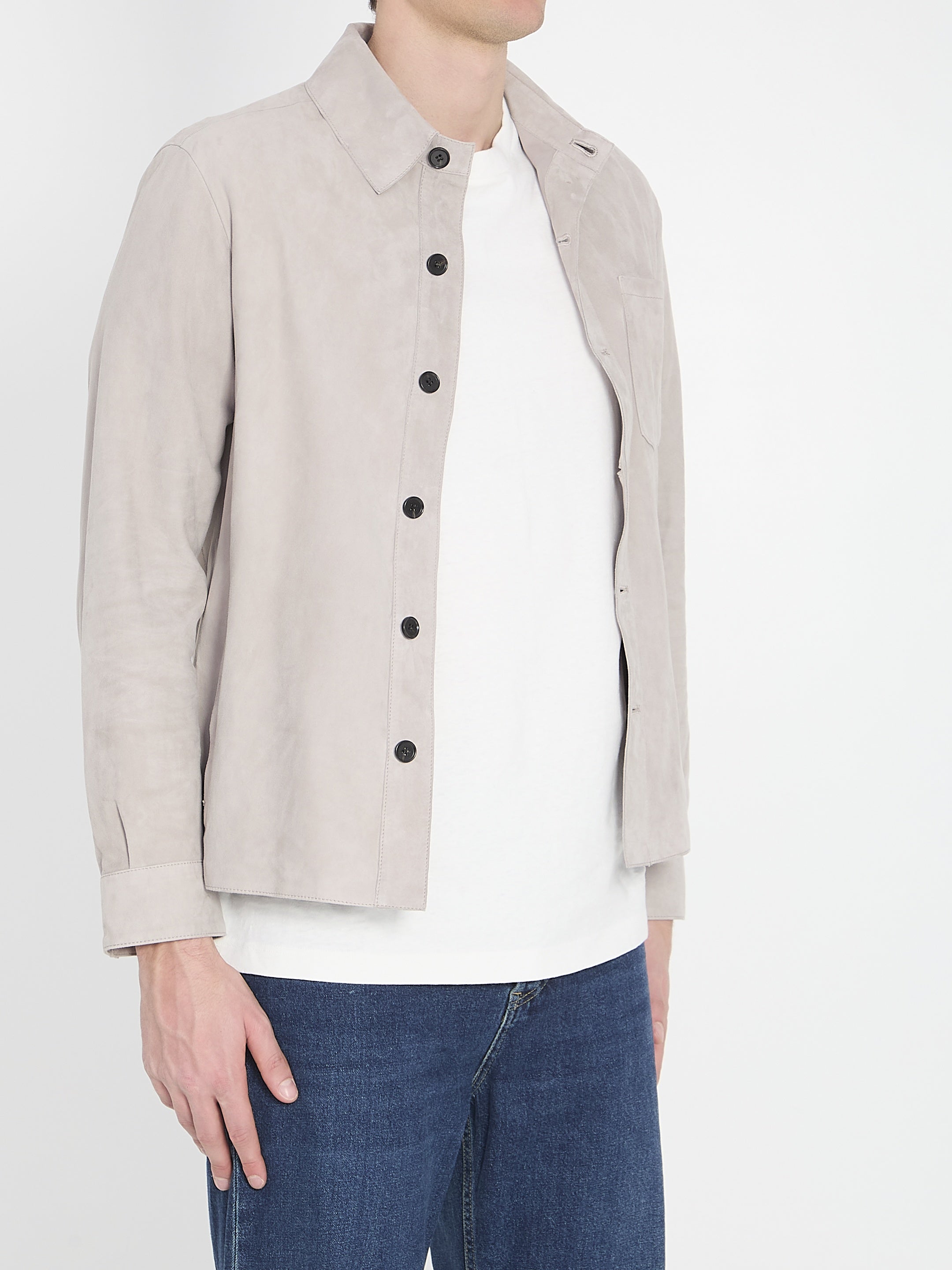 Overshirt in suede leather