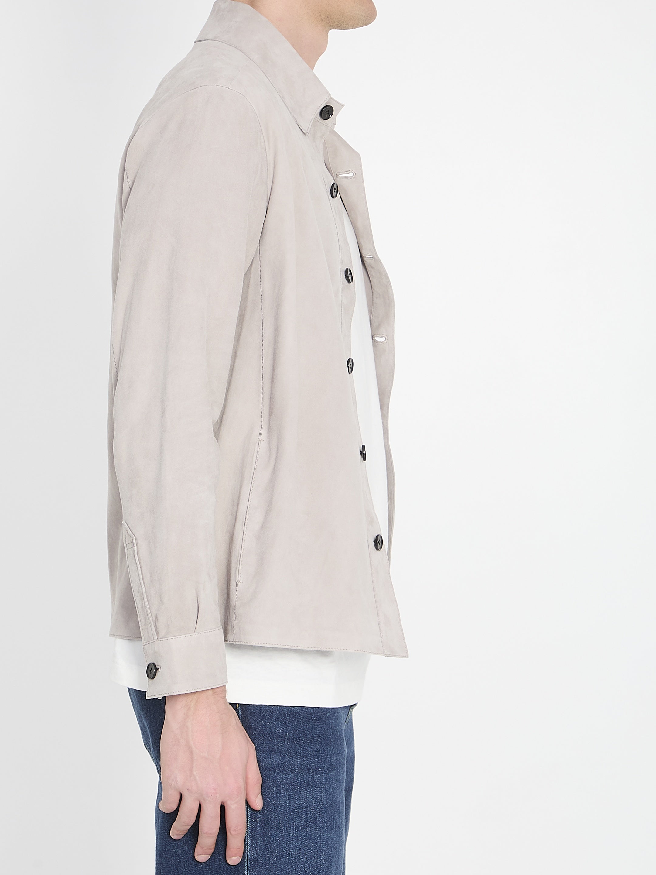 Overshirt in suede leather