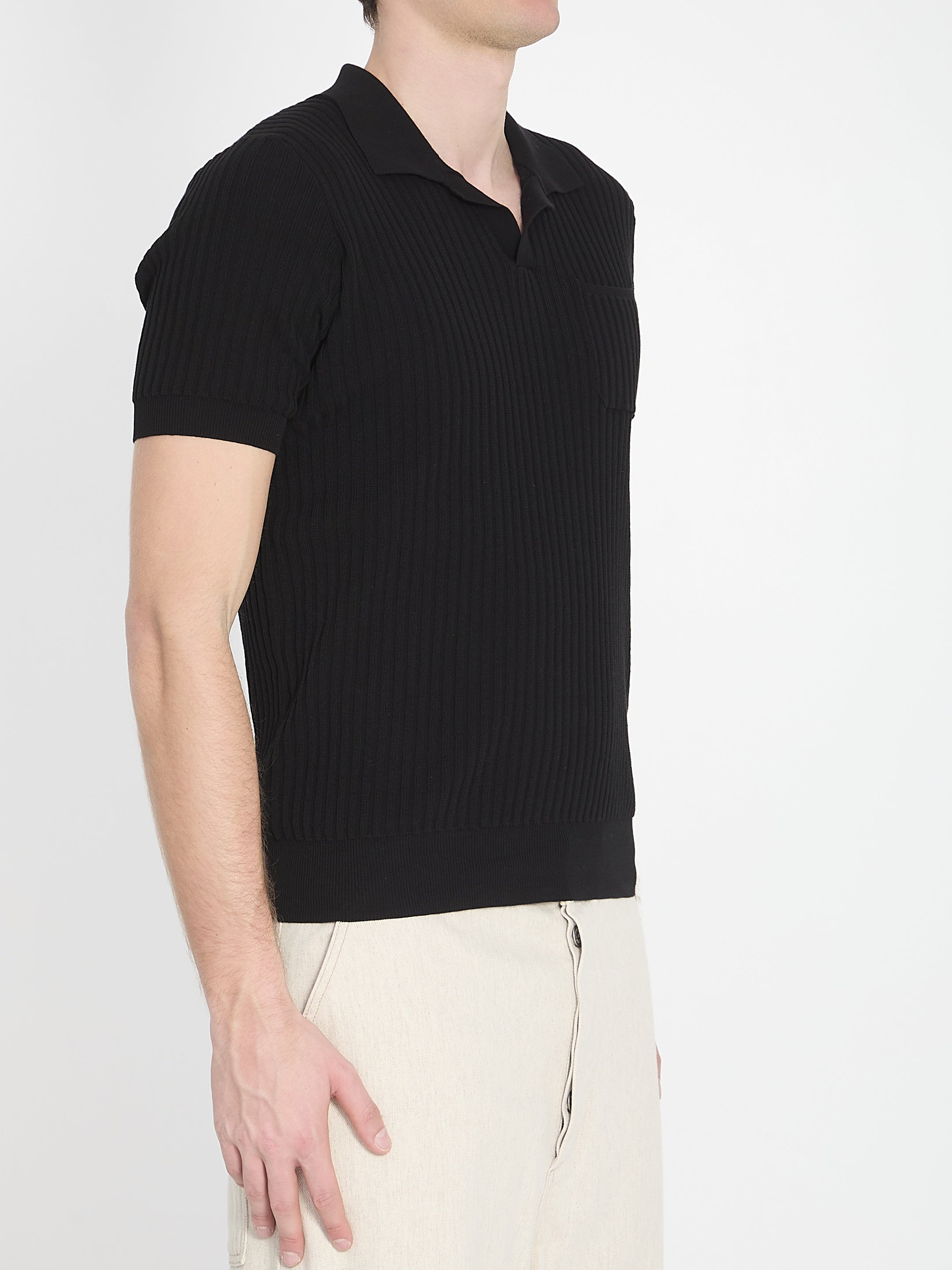 Ribbed polo shirt