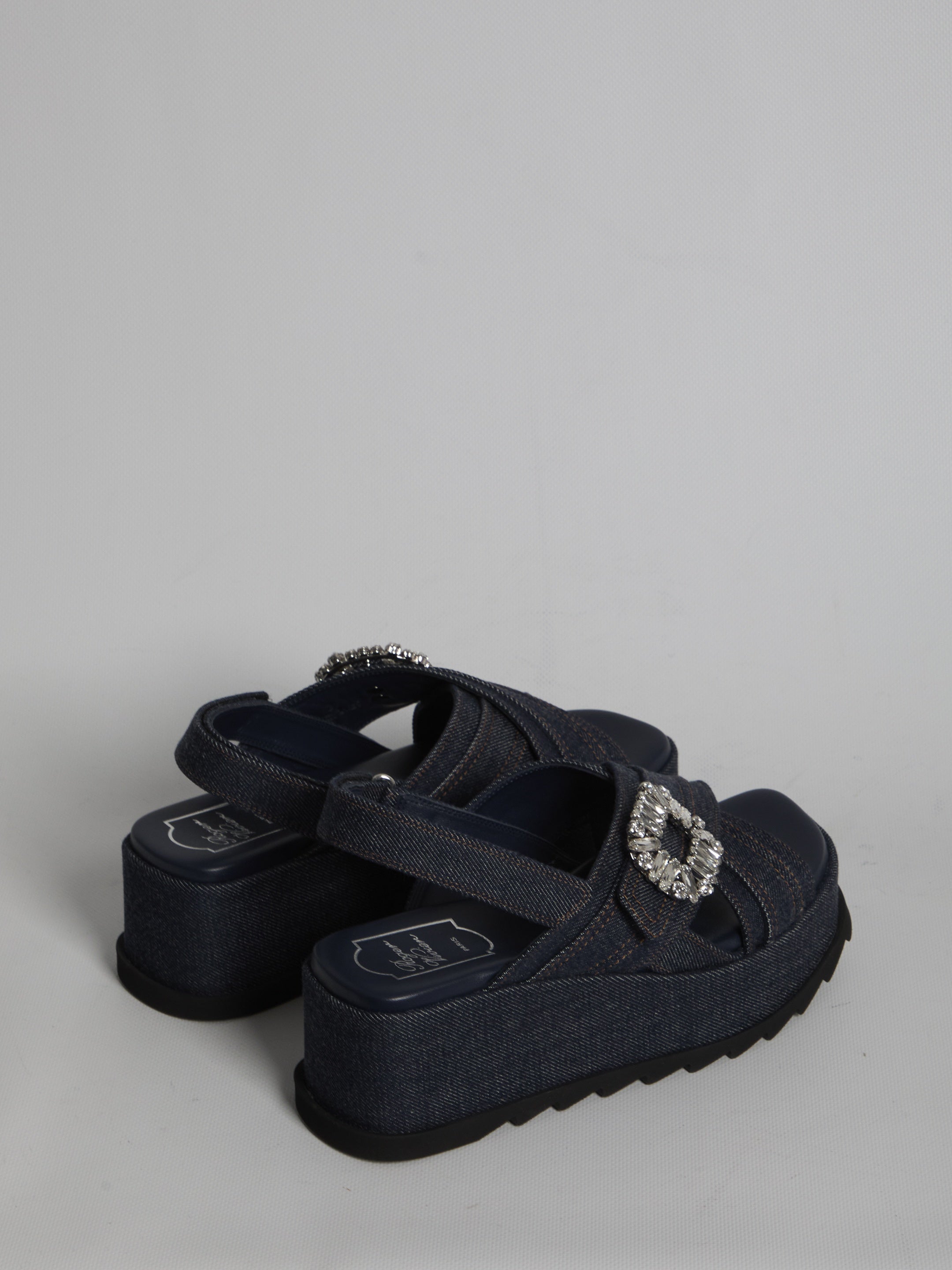 Denim wedge sandals