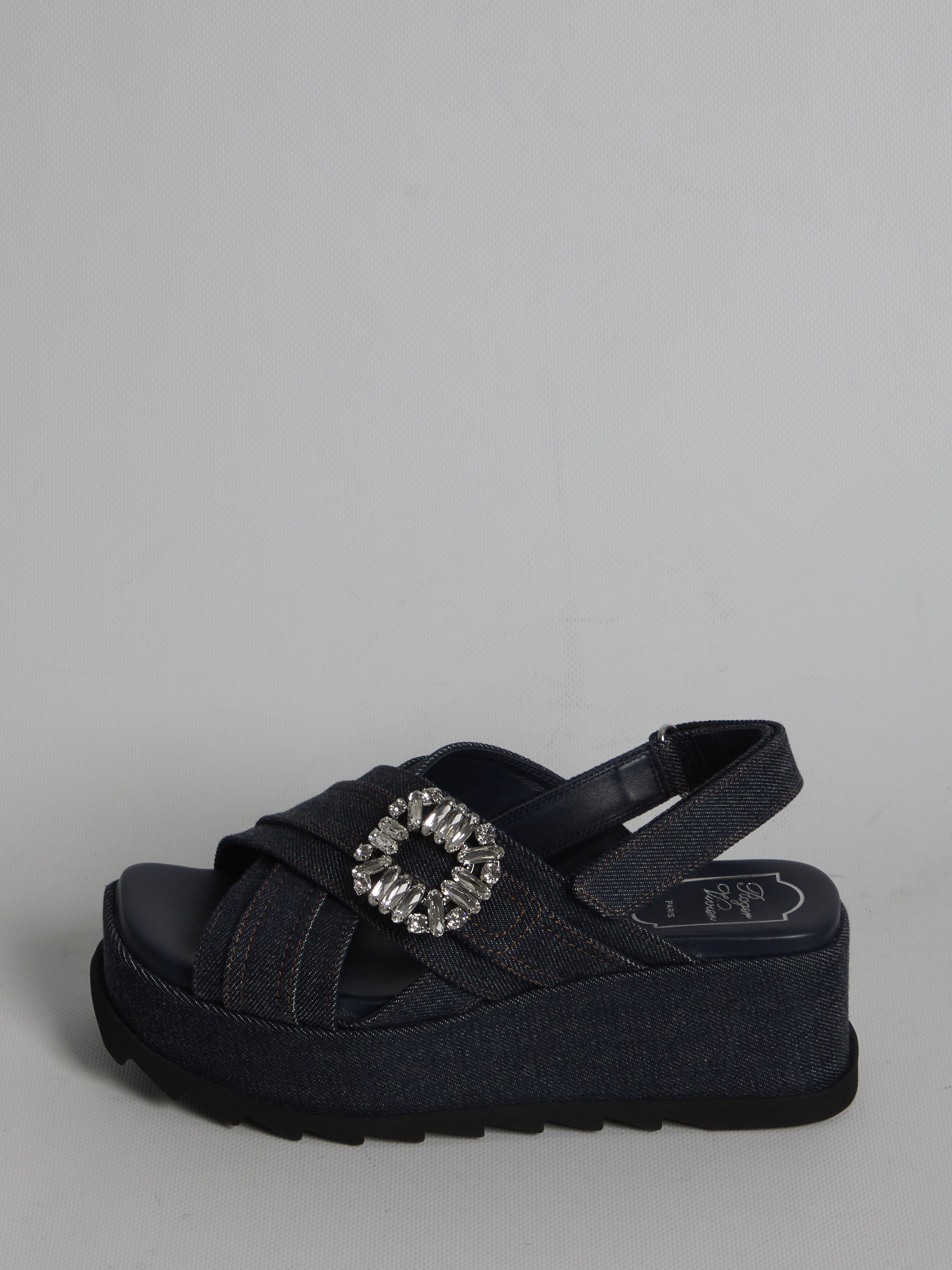 Denim wedge sandals
