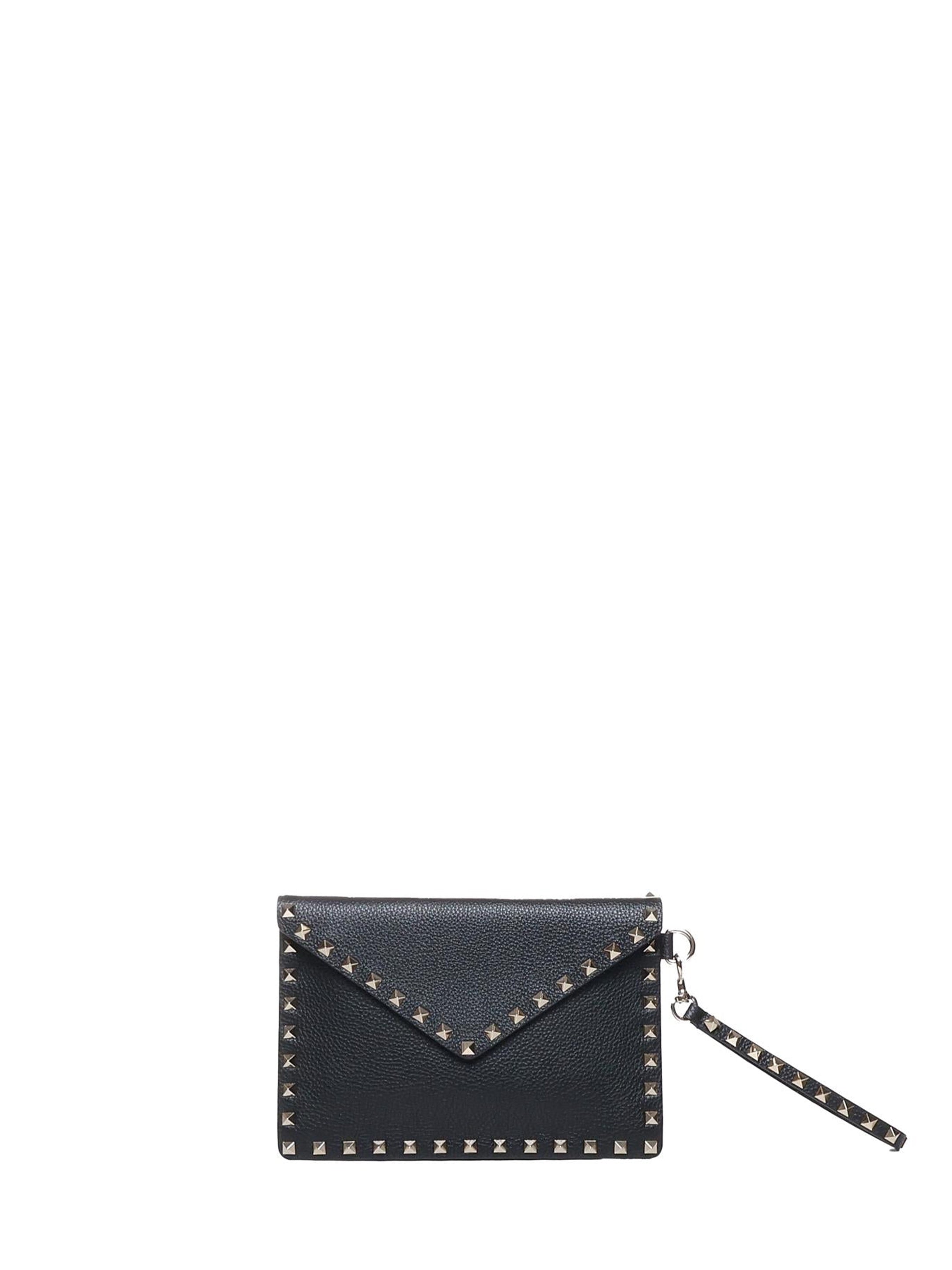 Grainy calfskin Rockstud pouch