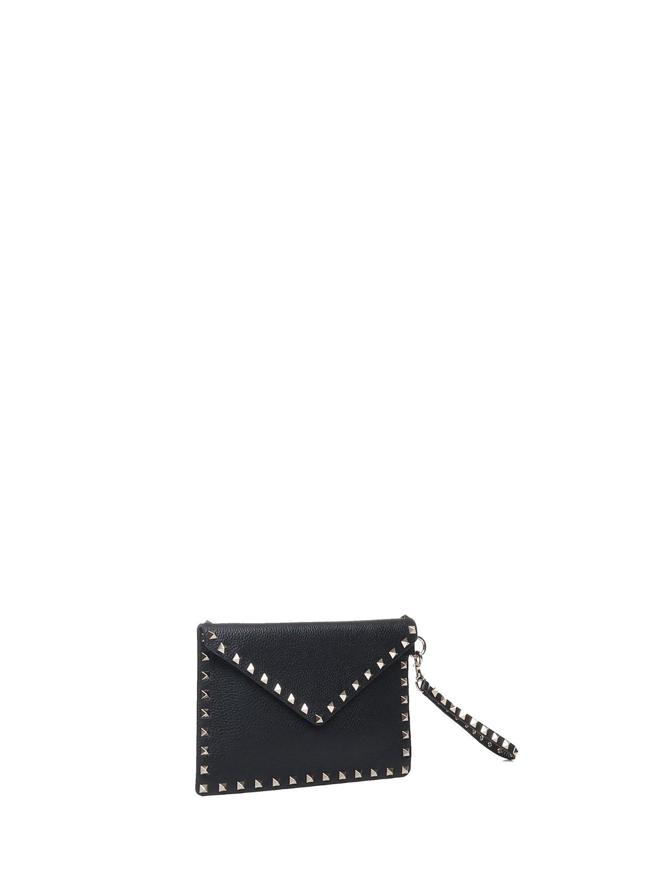 Grainy calfskin Rockstud pouch