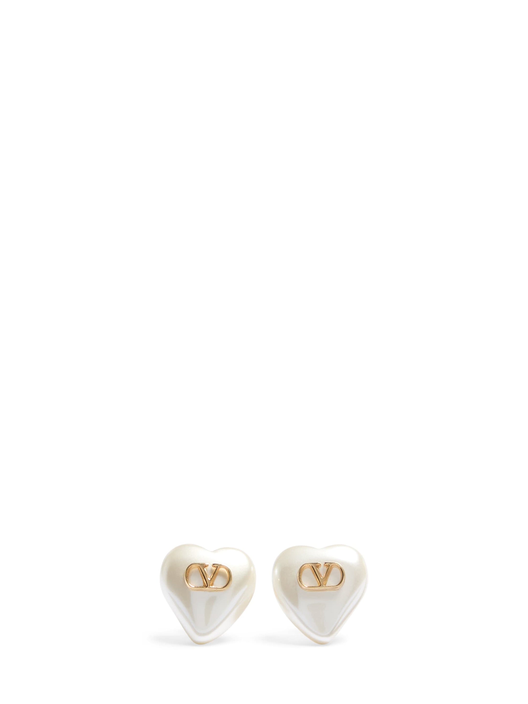 VLogo Signature metal and pearl earrings