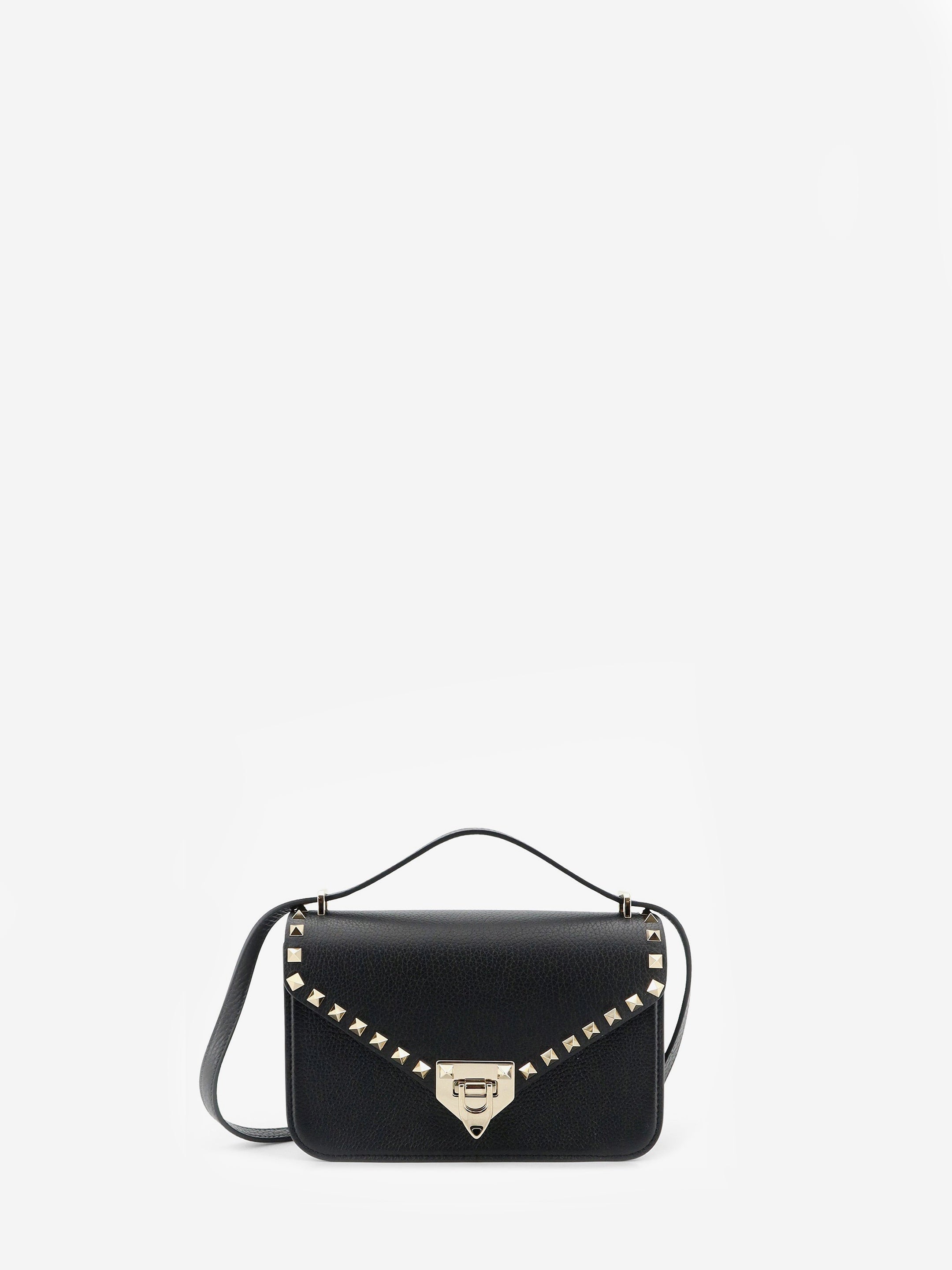 Grained calfskin small Rockstud crossbody bag