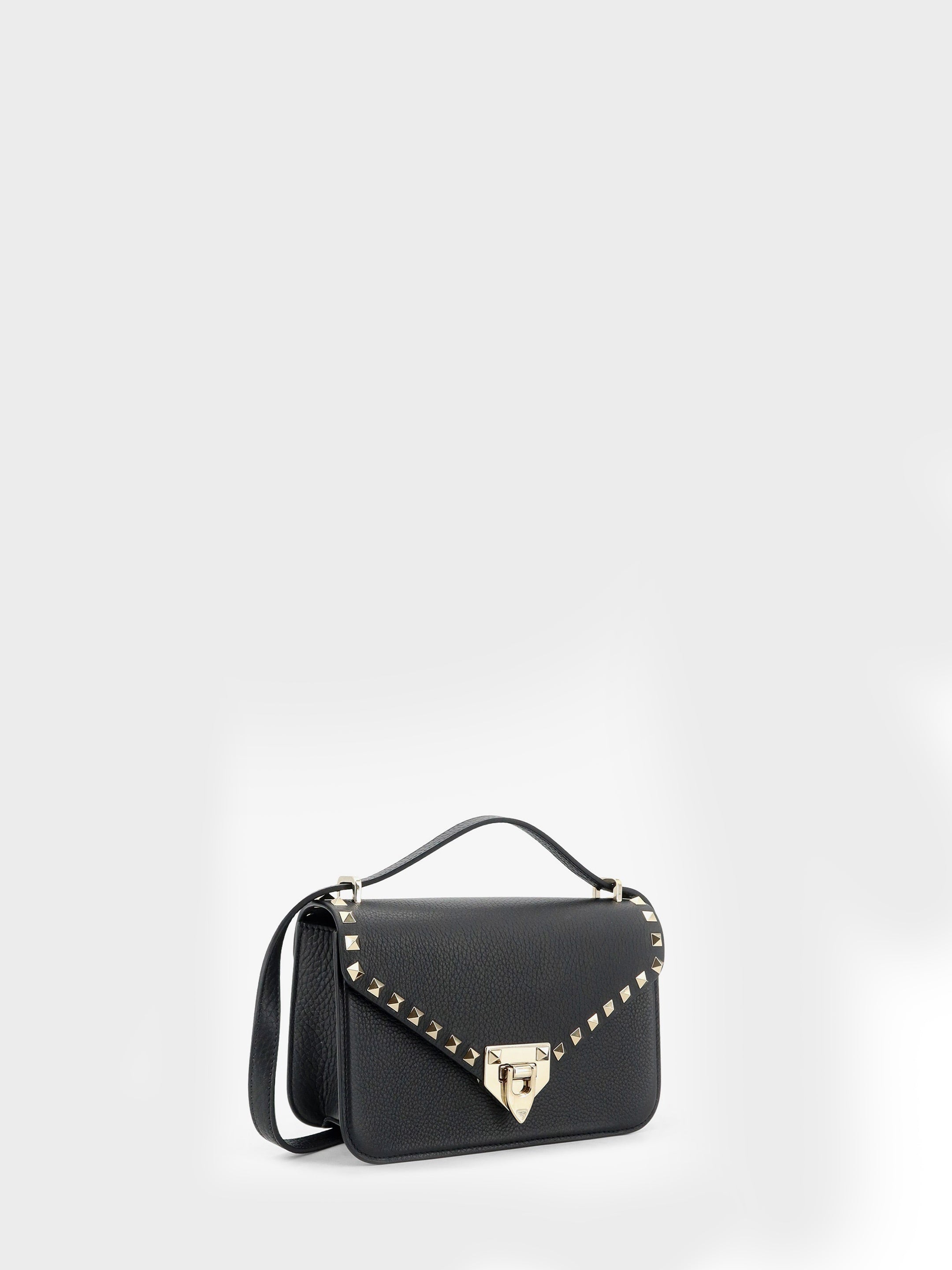 Grained calfskin small Rockstud crossbody bag