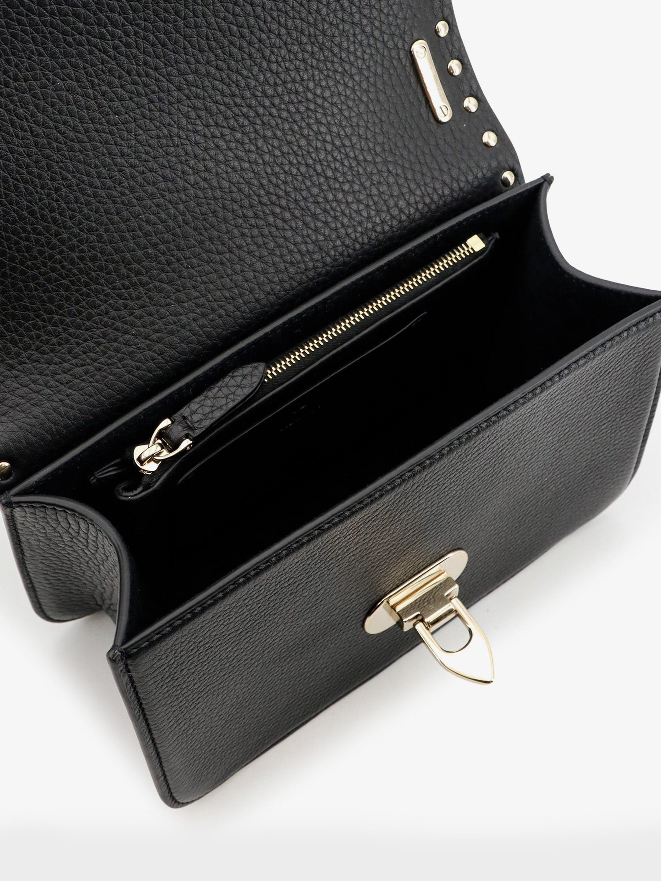 Grained calfskin small Rockstud crossbody bag