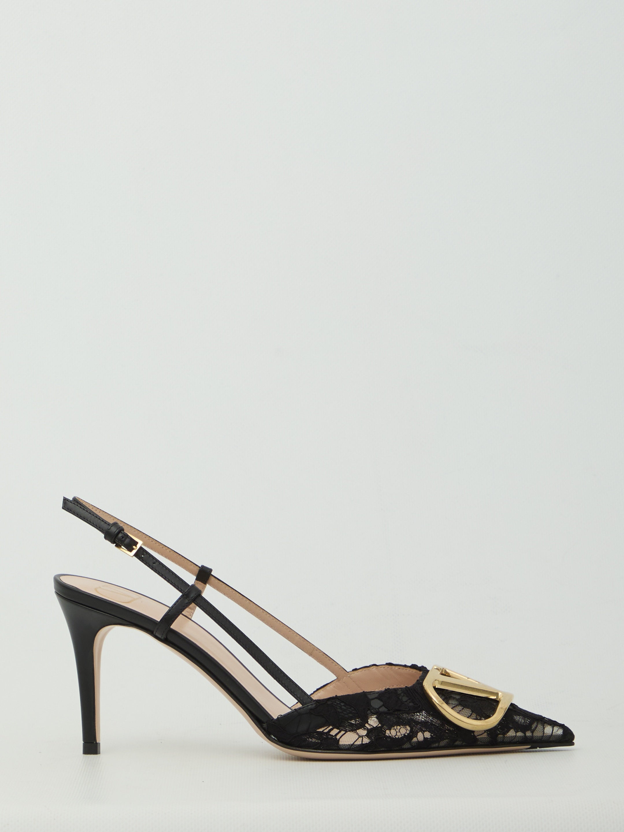 VLogo Signature slingback pumps in lace