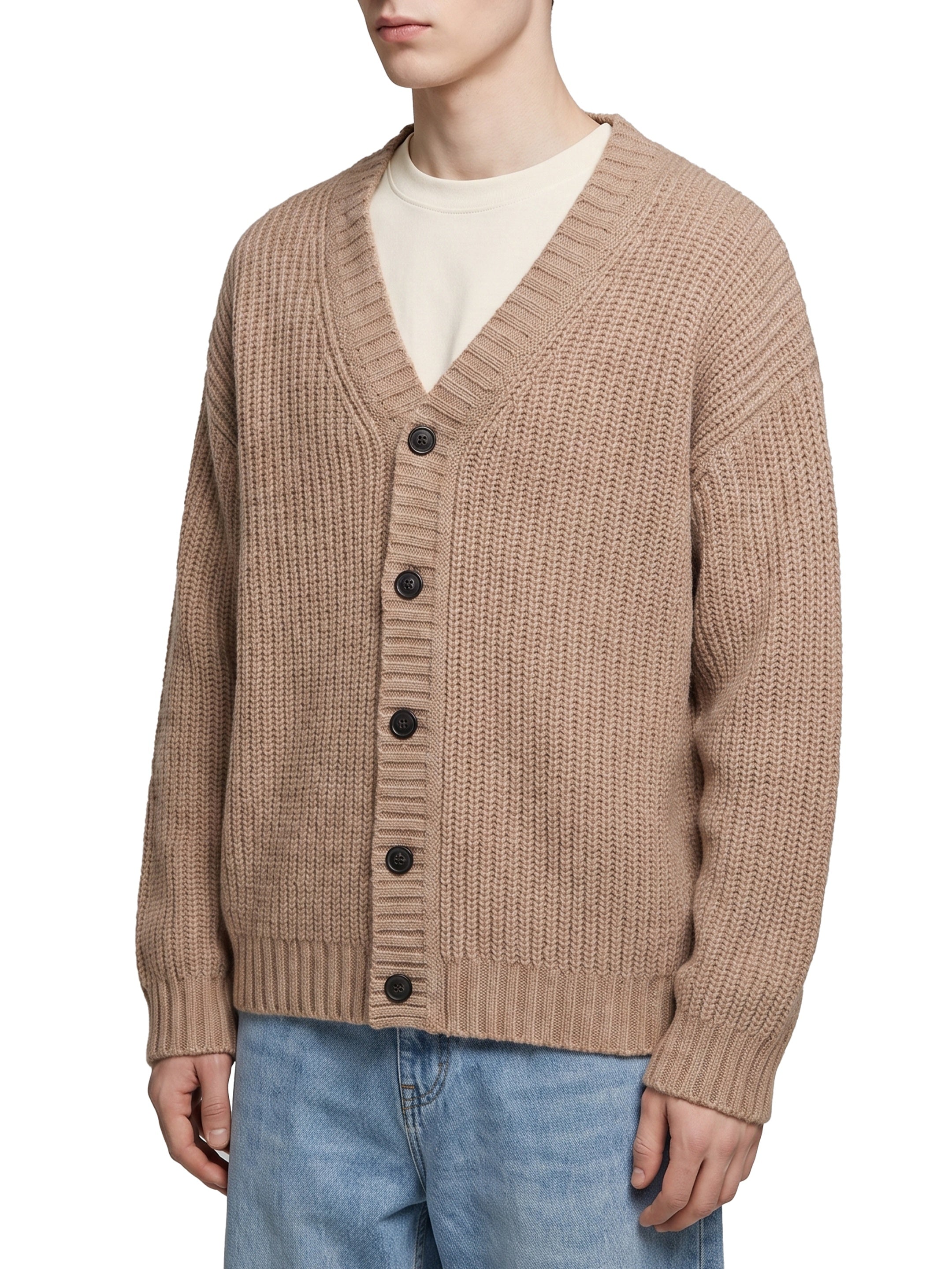 Rope wool cardigan over