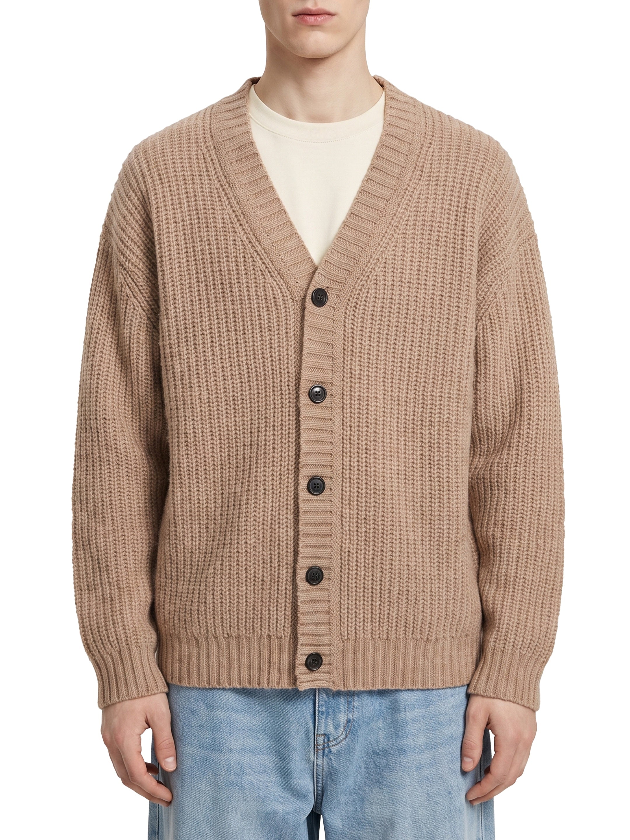 Rope wool cardigan over