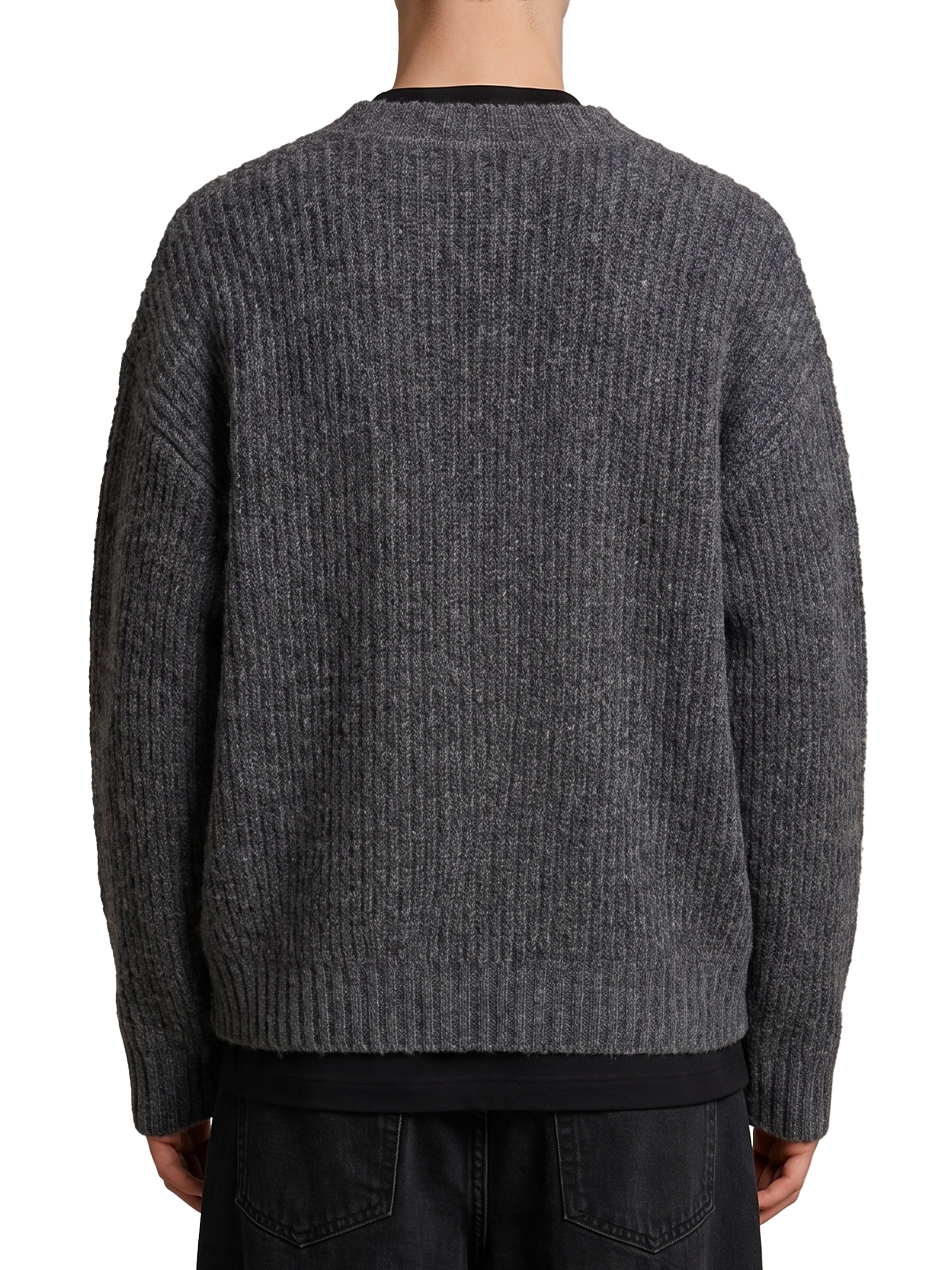 Anthracite wool cardigan over