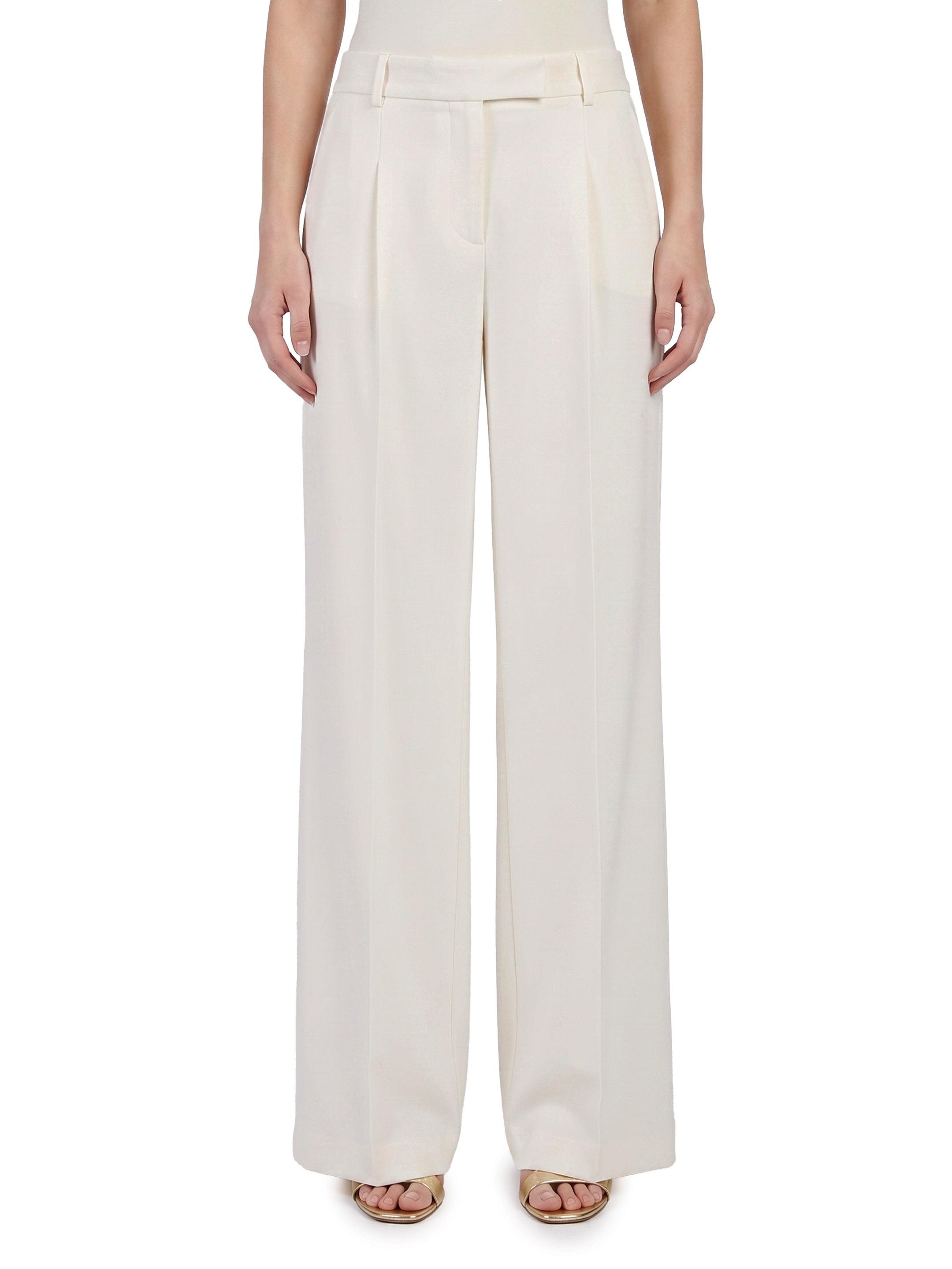 Wide-leg cady trousers