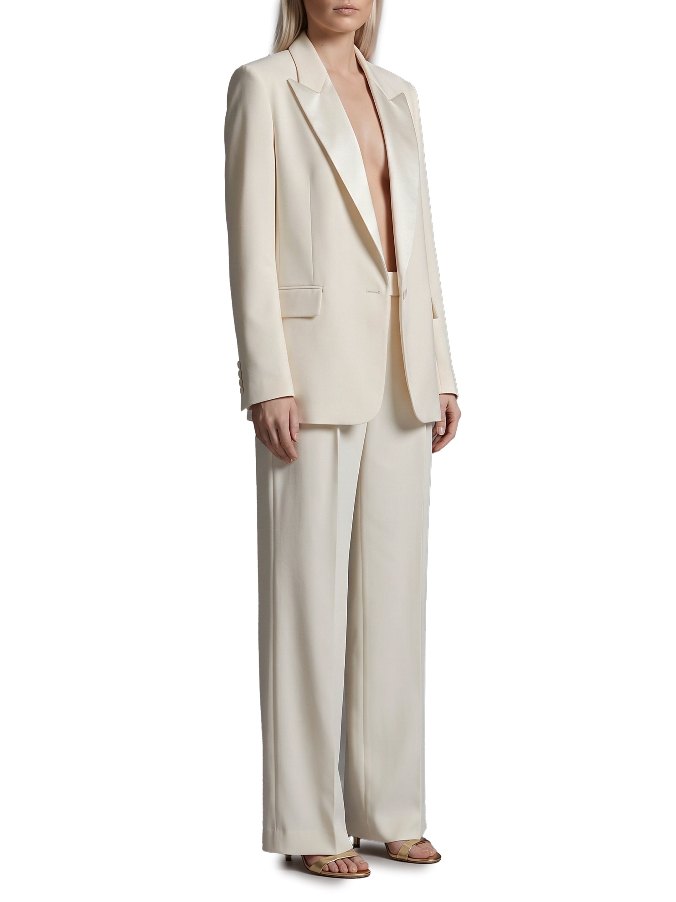 Wide-leg cady trousers