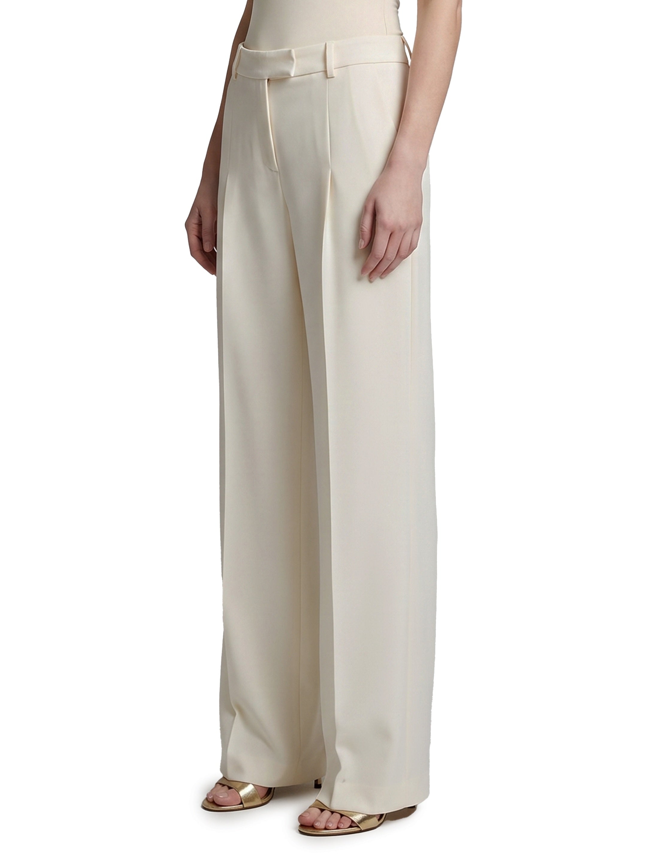 Wide-leg cady trousers