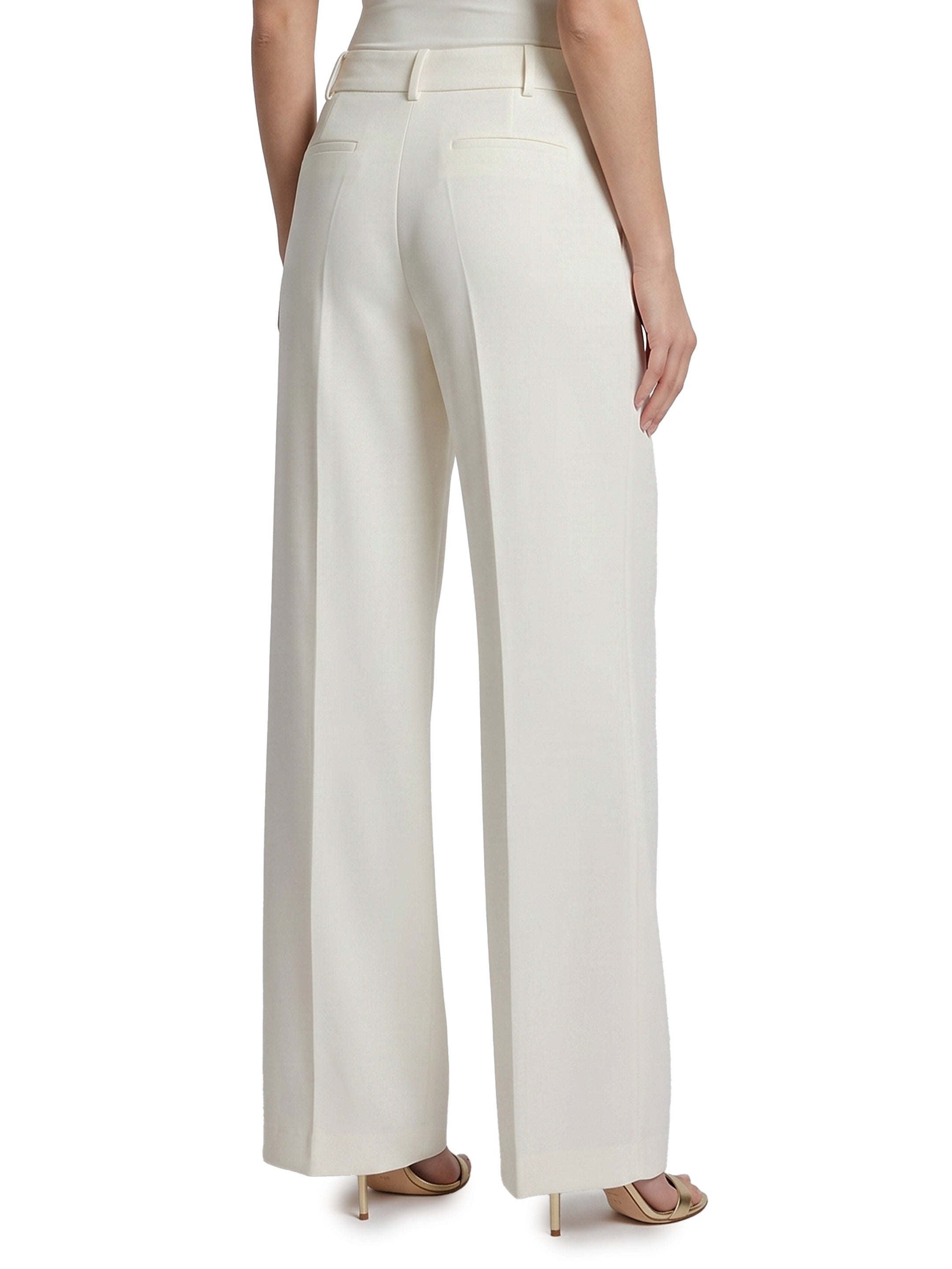 Wide-leg cady trousers