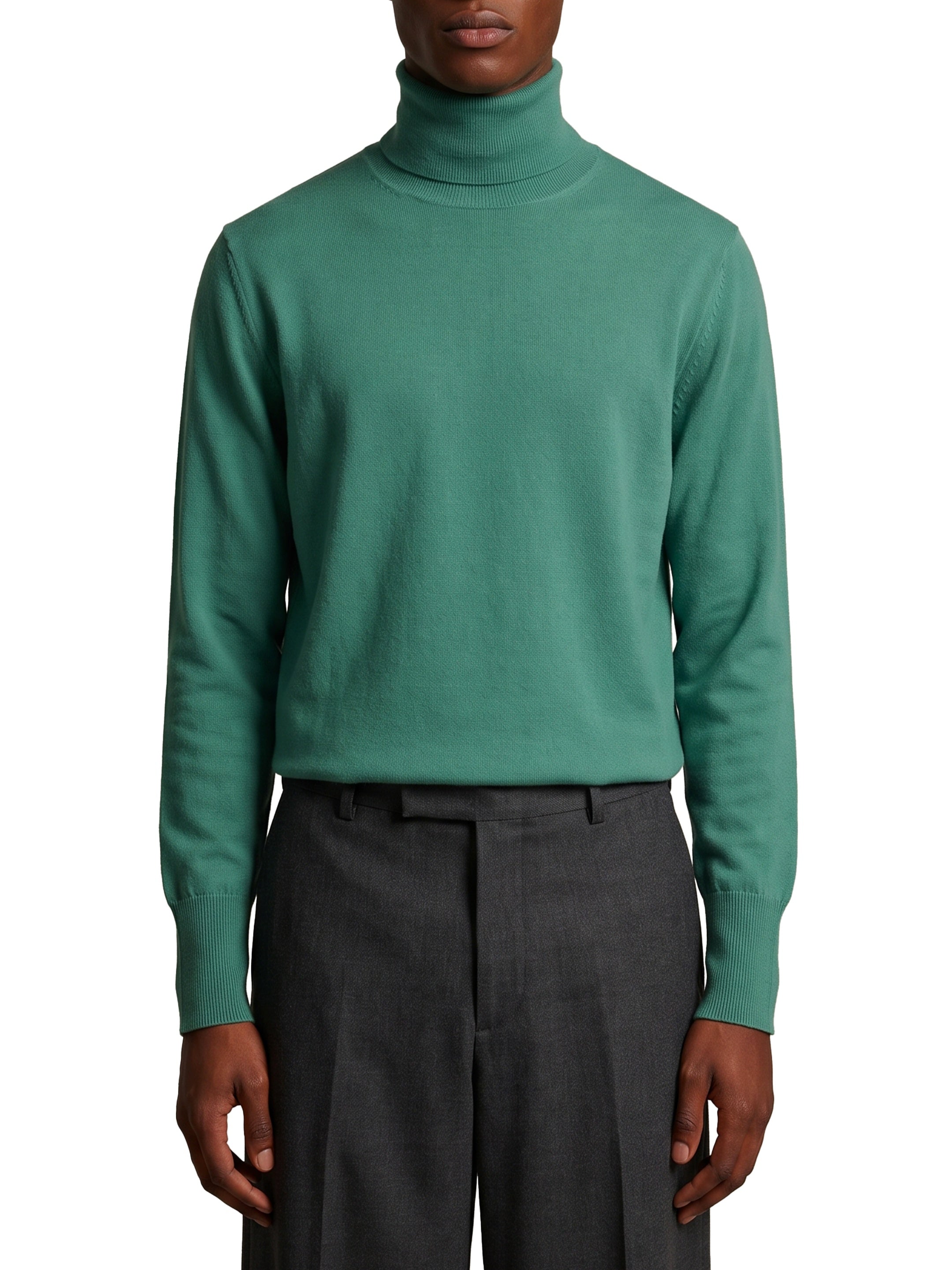 Zephir green cashmere turtleneck