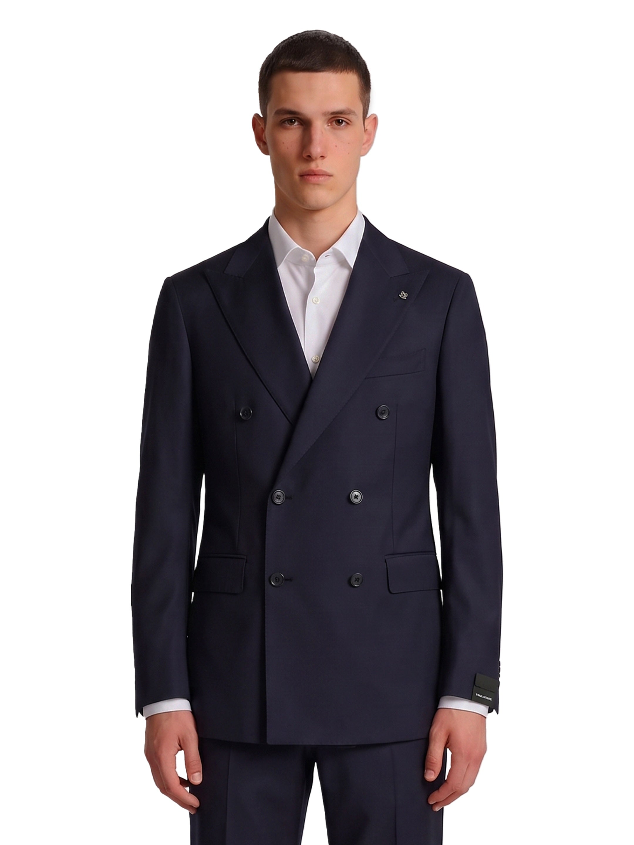 Blue virgin wool double-breasted Vesuvio suit