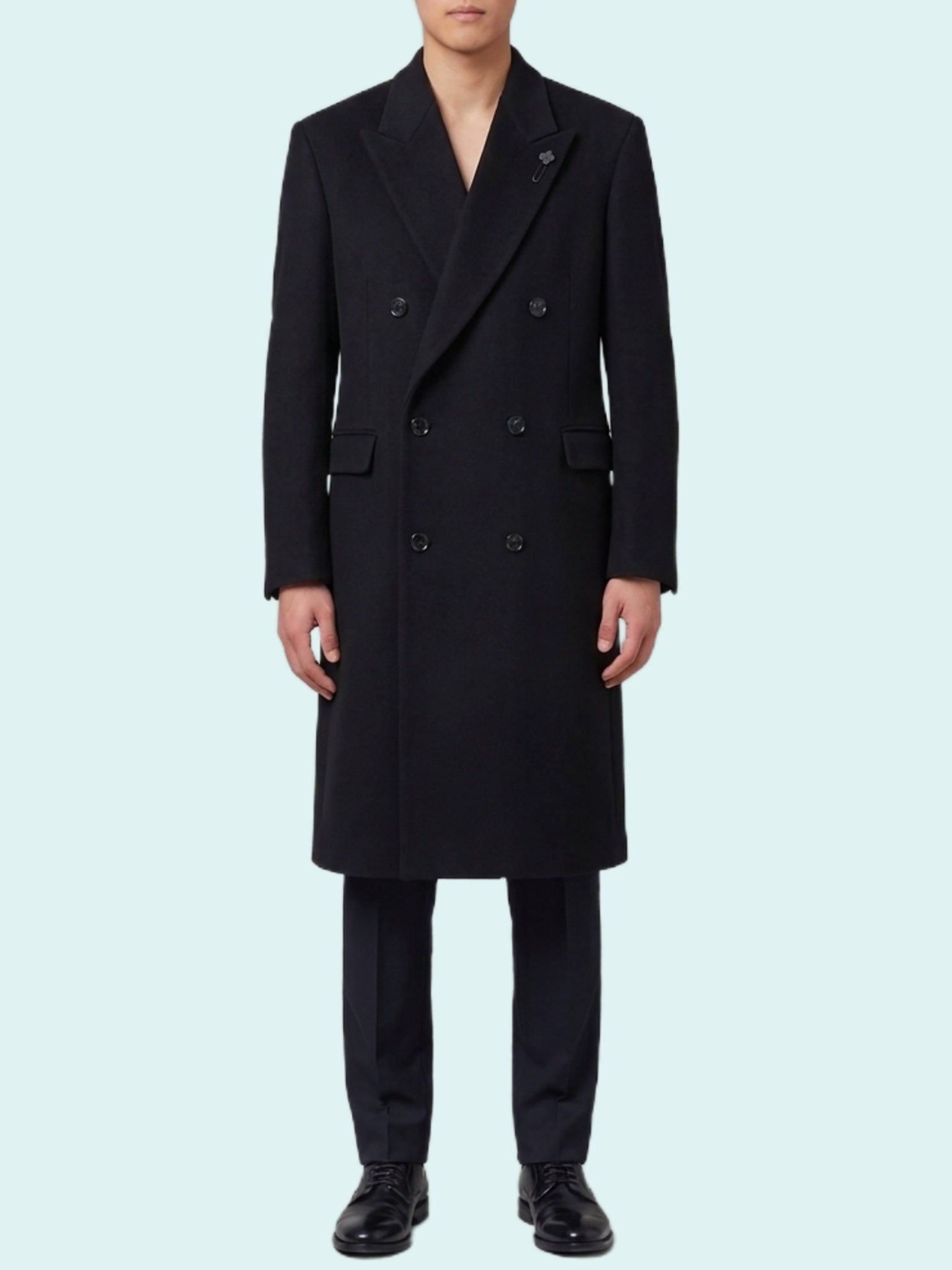 Black double-breasted coat
