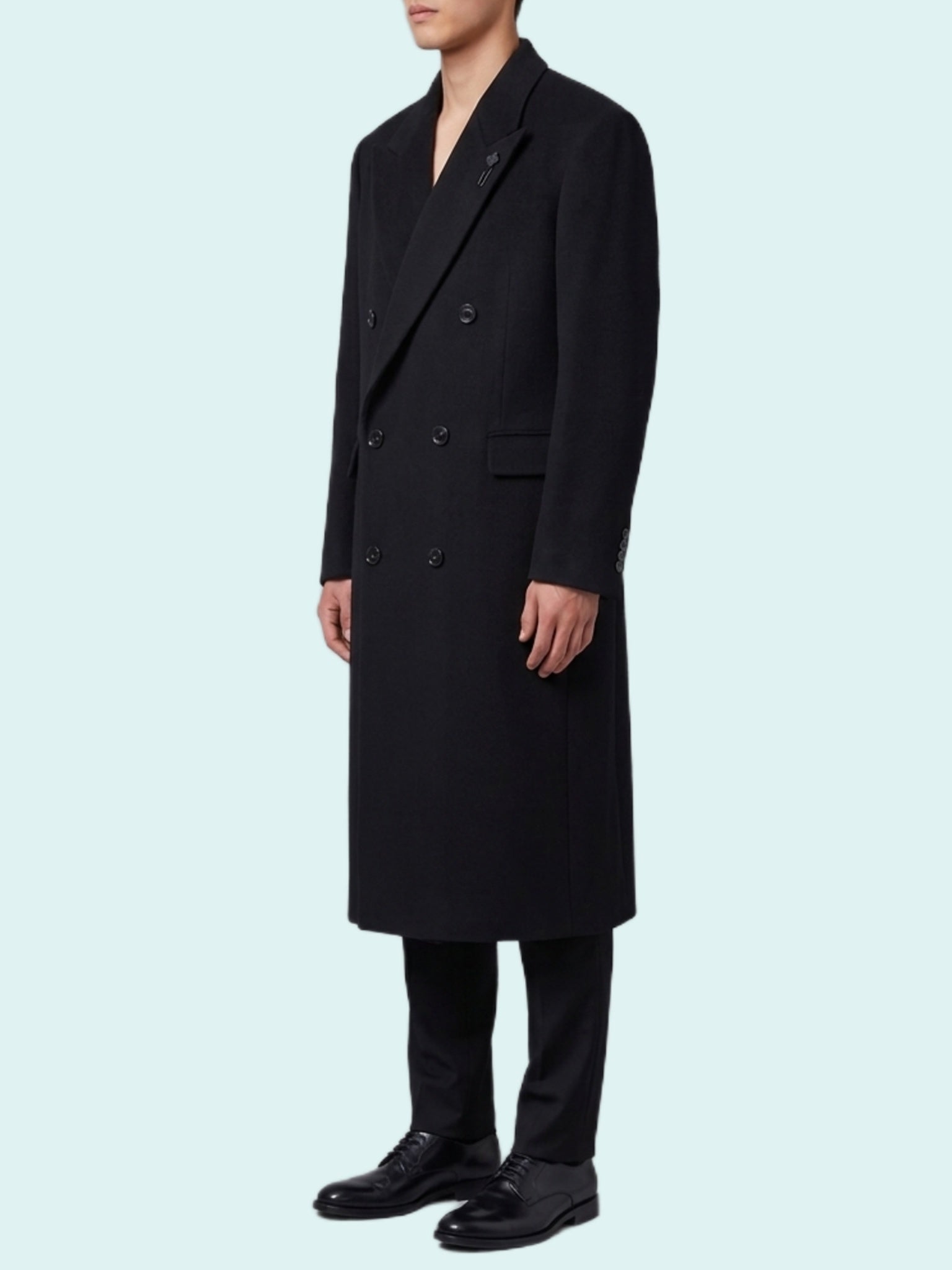 Black double-breasted coat