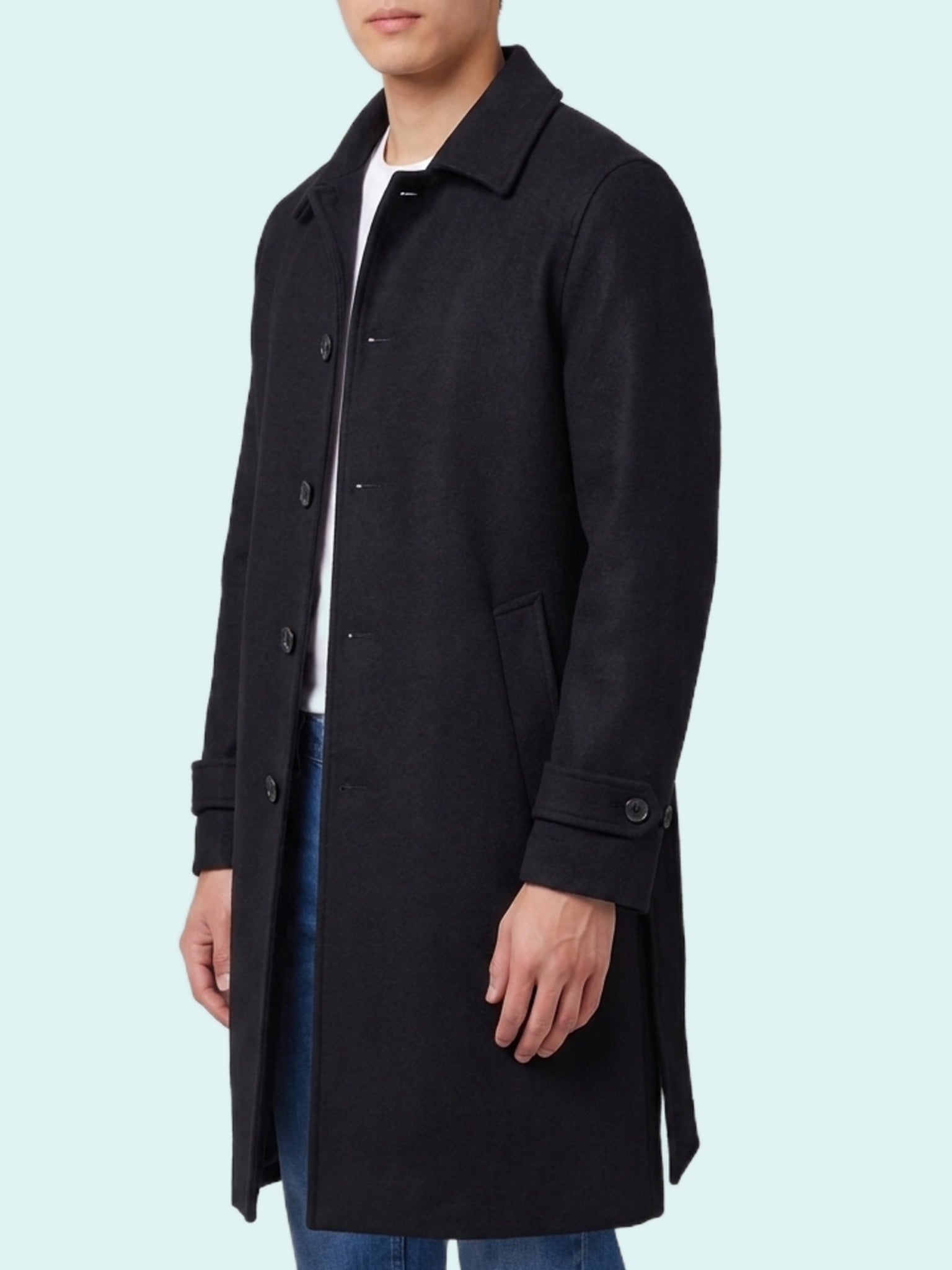 Single-breasted virgin wool and cashmere coat