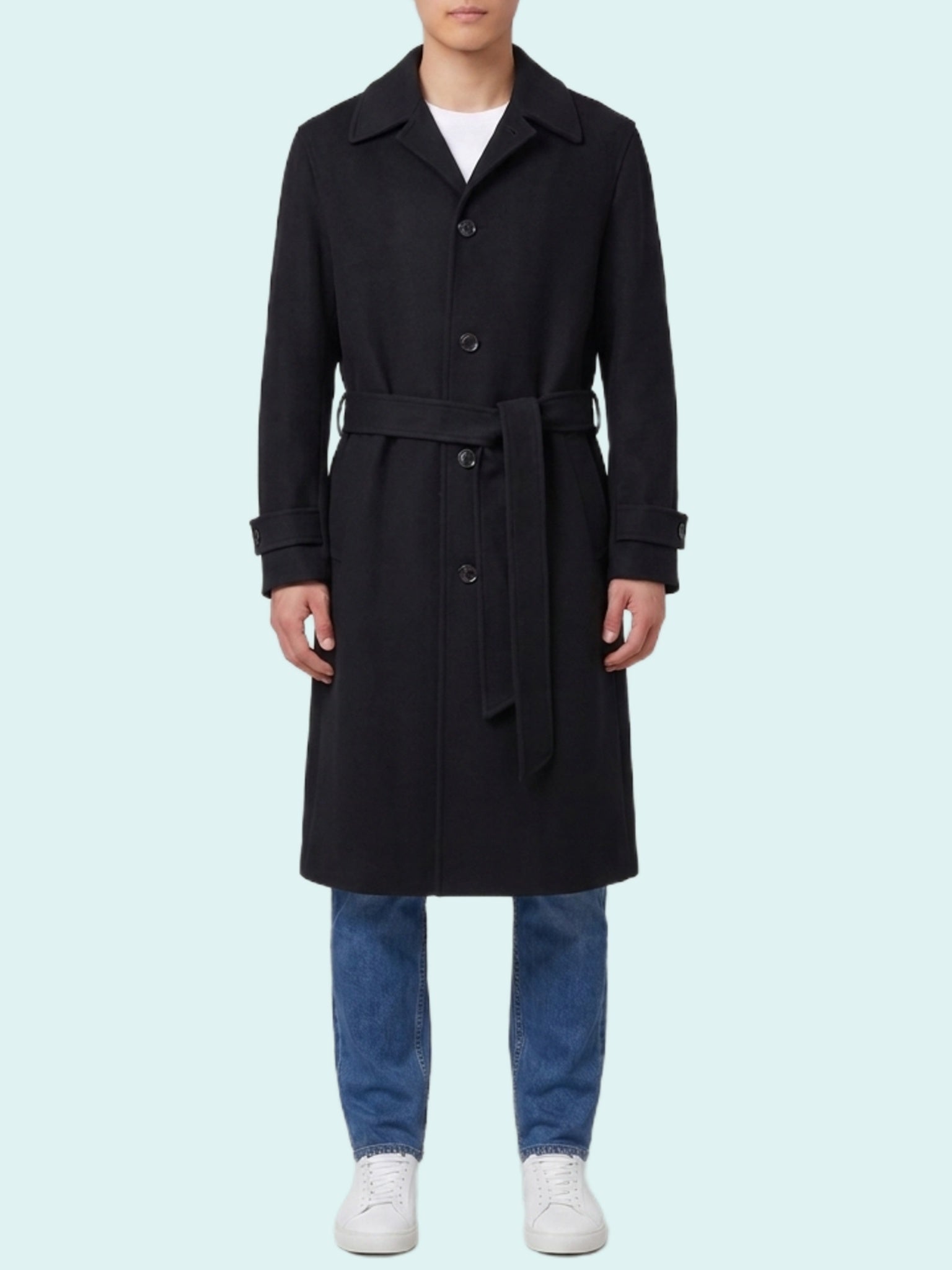 Single-breasted virgin wool and cashmere coat