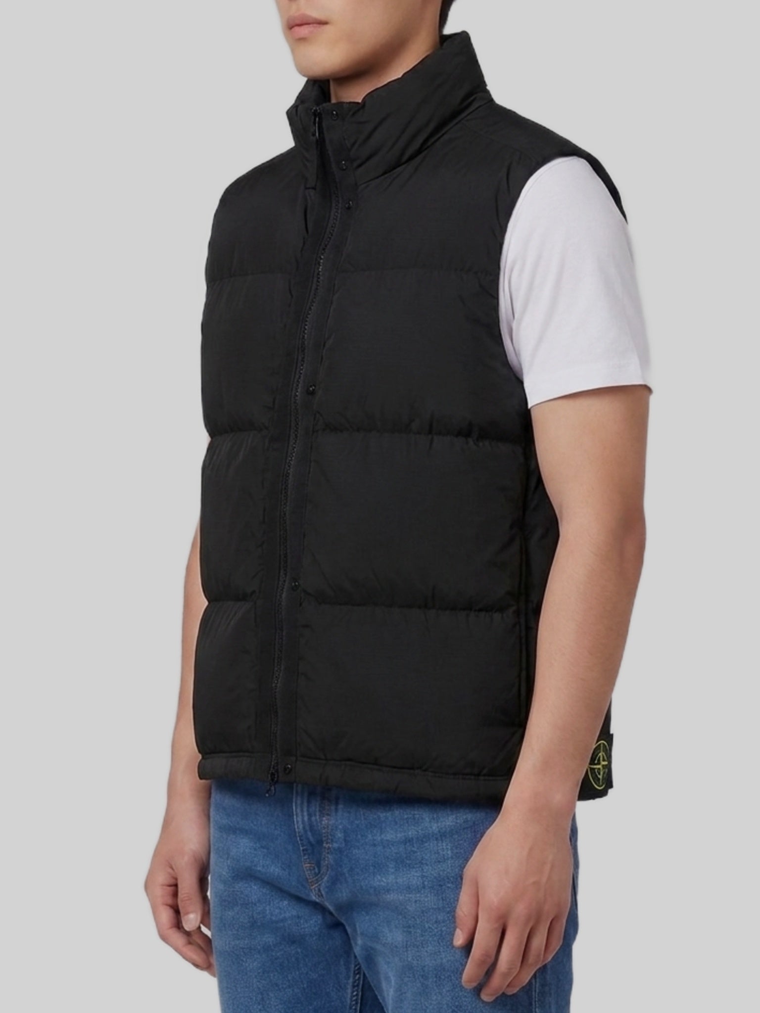Black quilted nylon vest