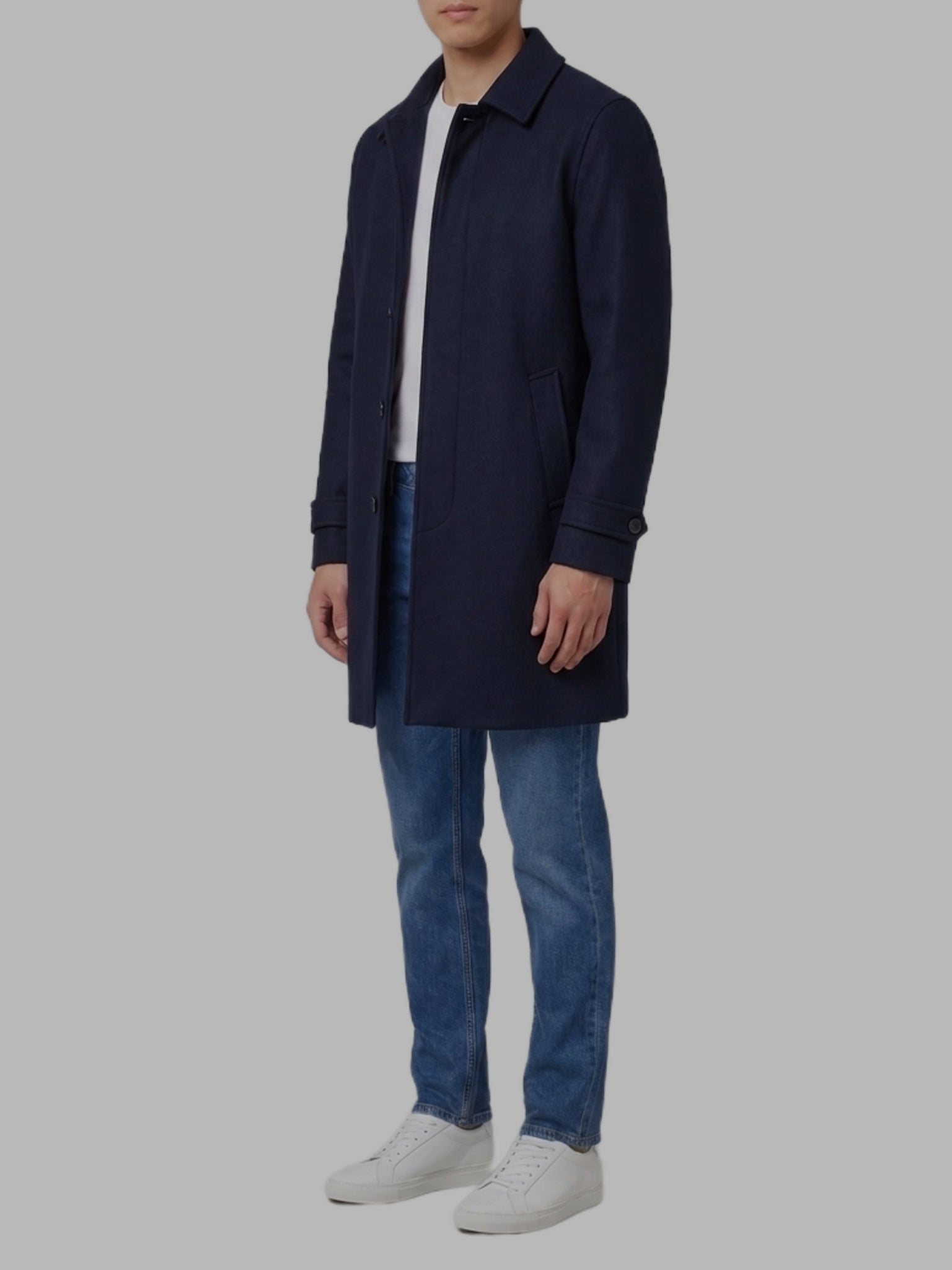 Dark blue single-breasted coat