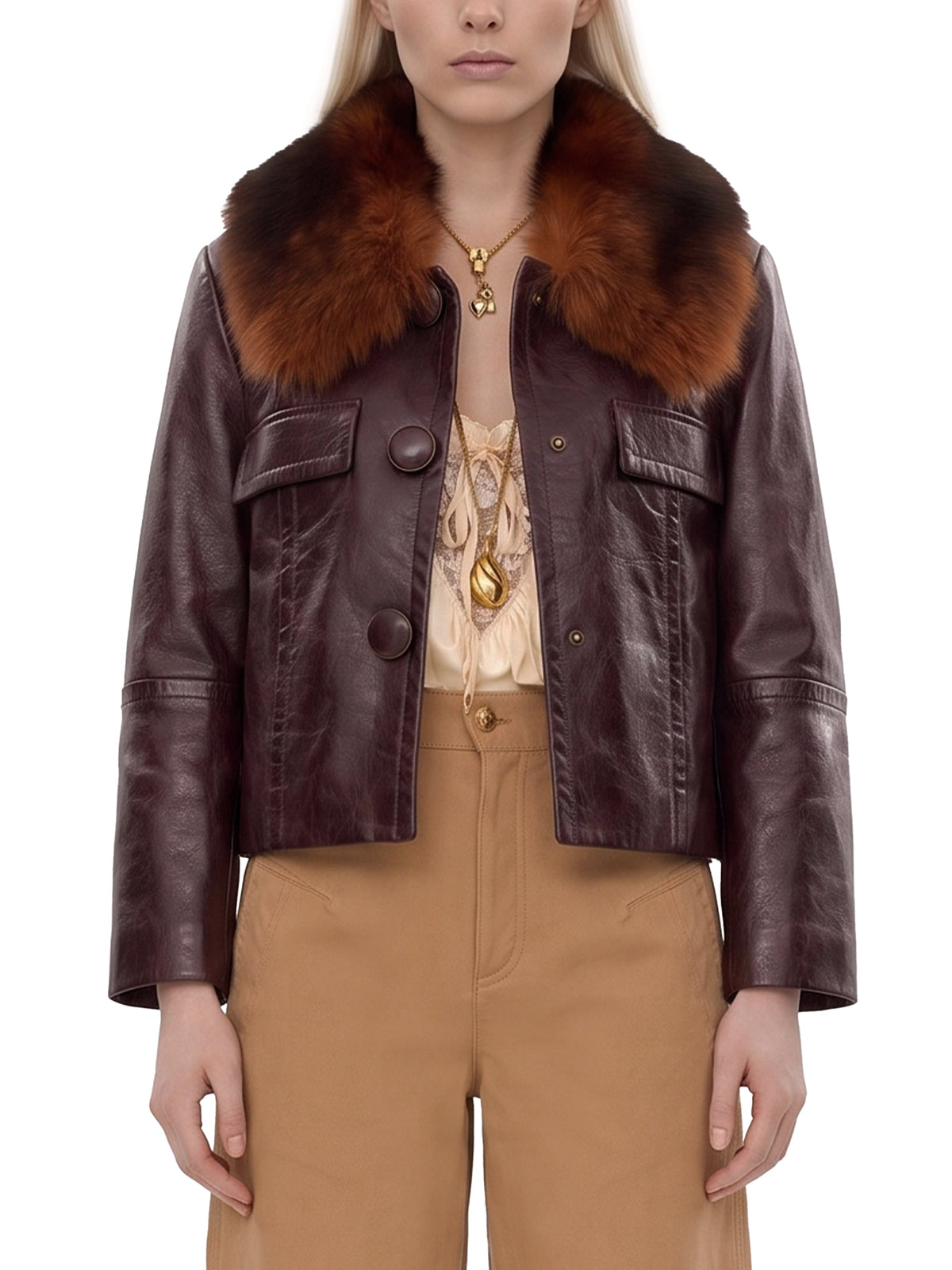 Short leather jacket
