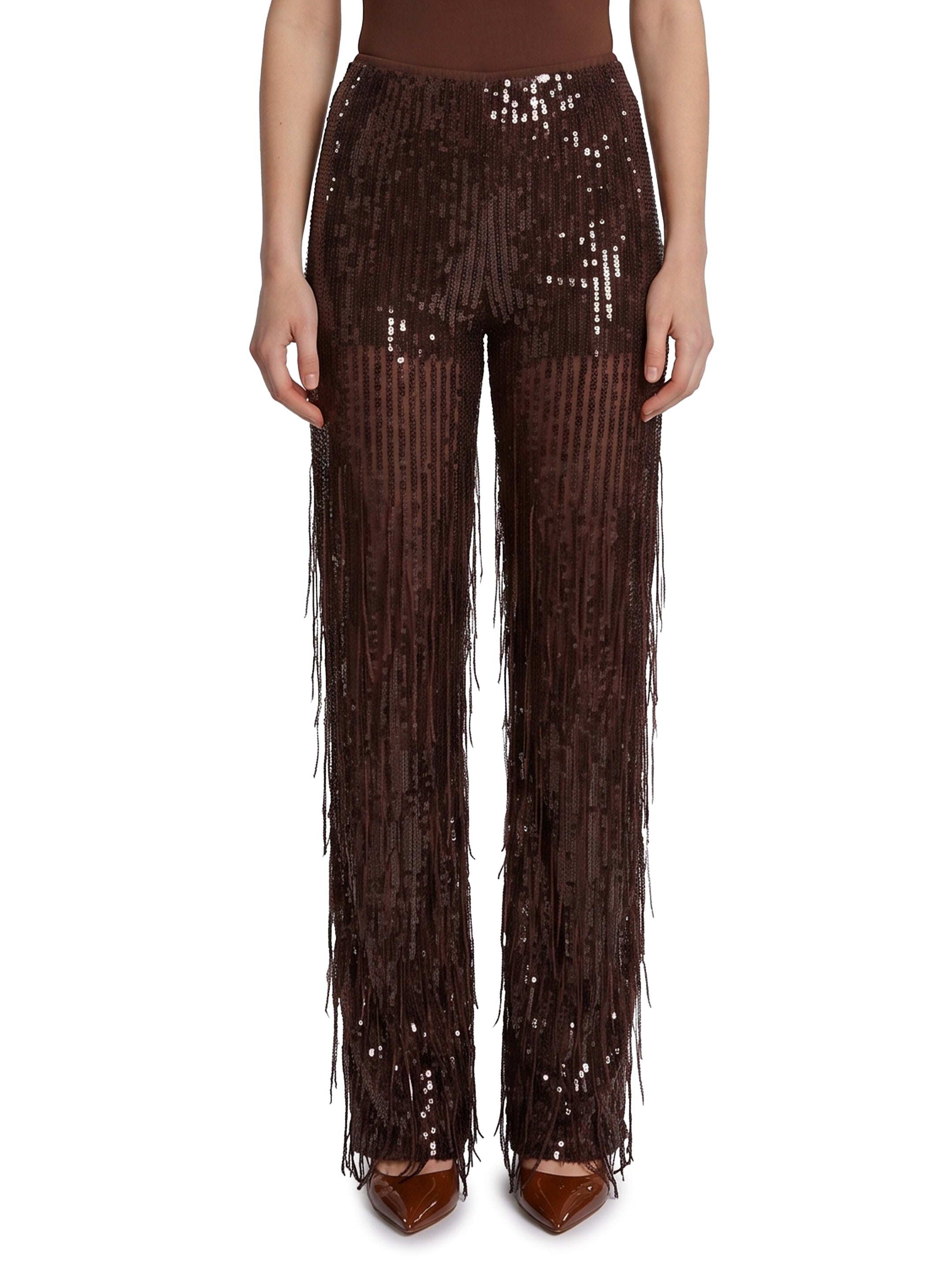 Pants with sequin and fringes