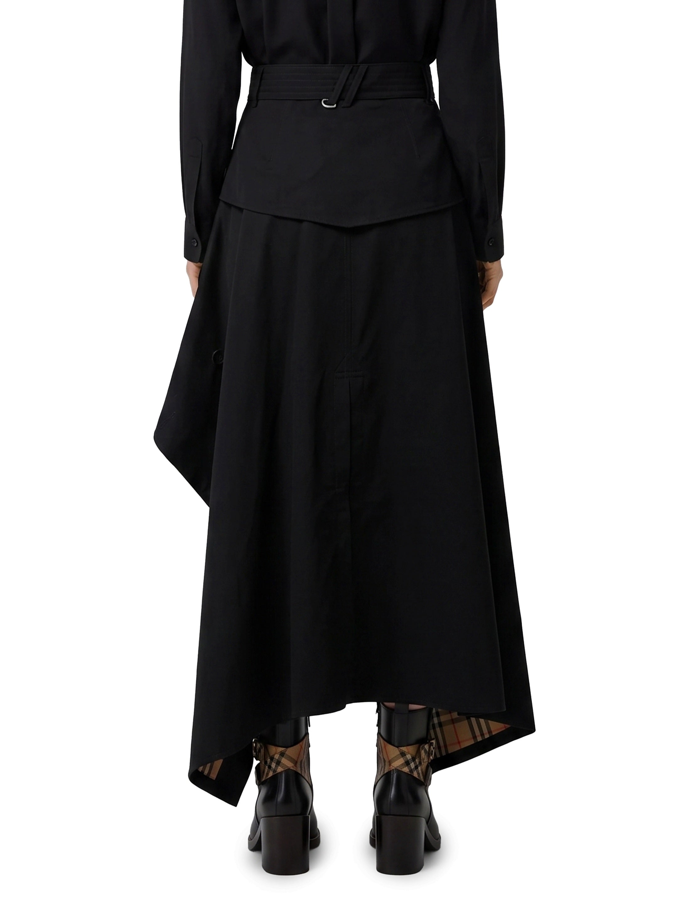 Asymmetric midi trench skirt