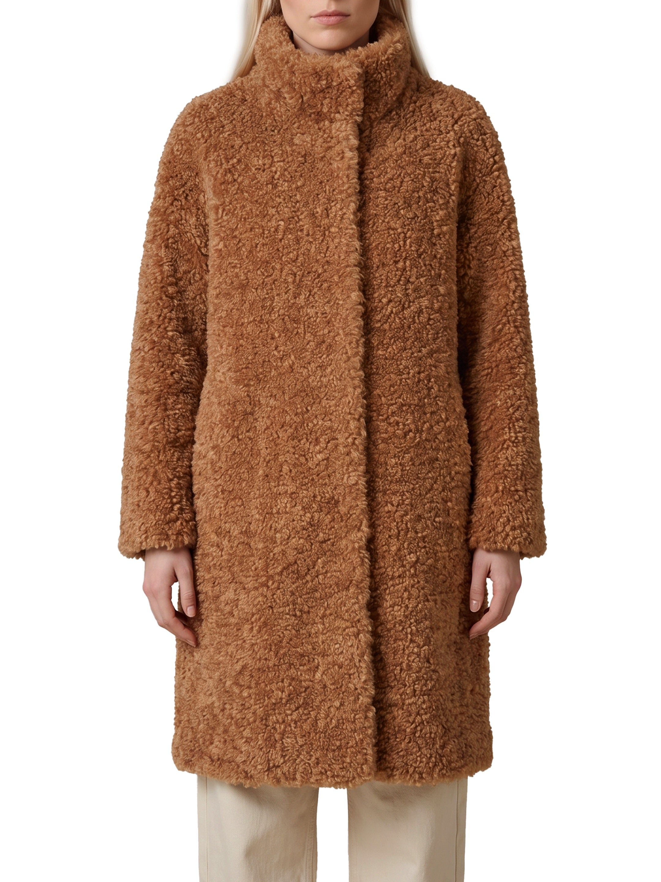 Curly faux fur coat