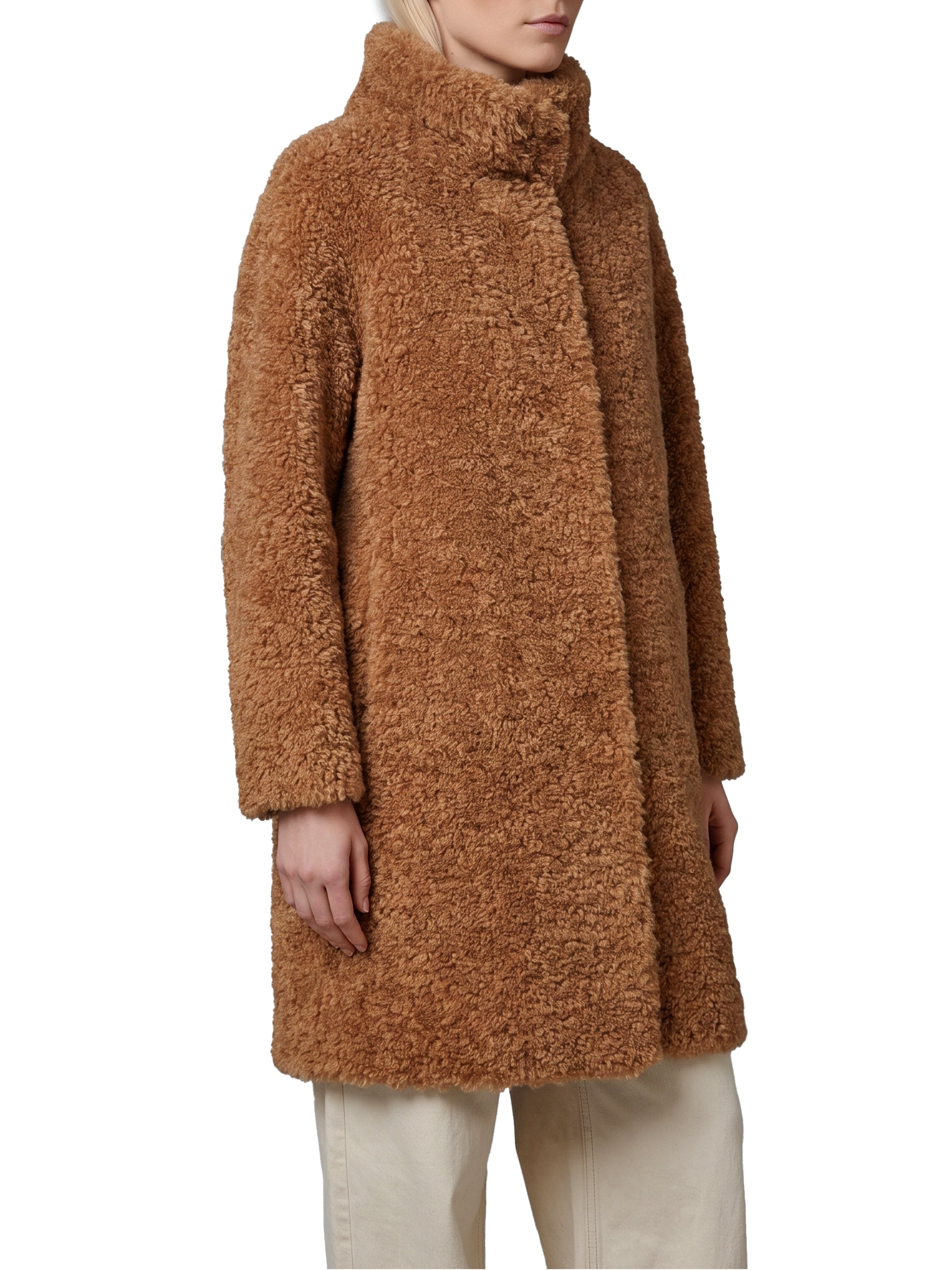 Curly faux fur coat