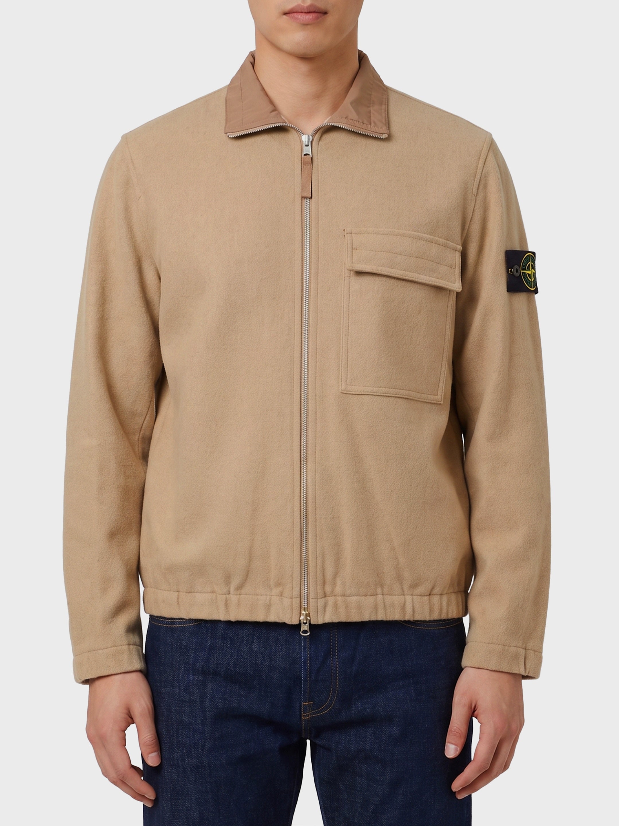 Virgin wool and nylon overshirt