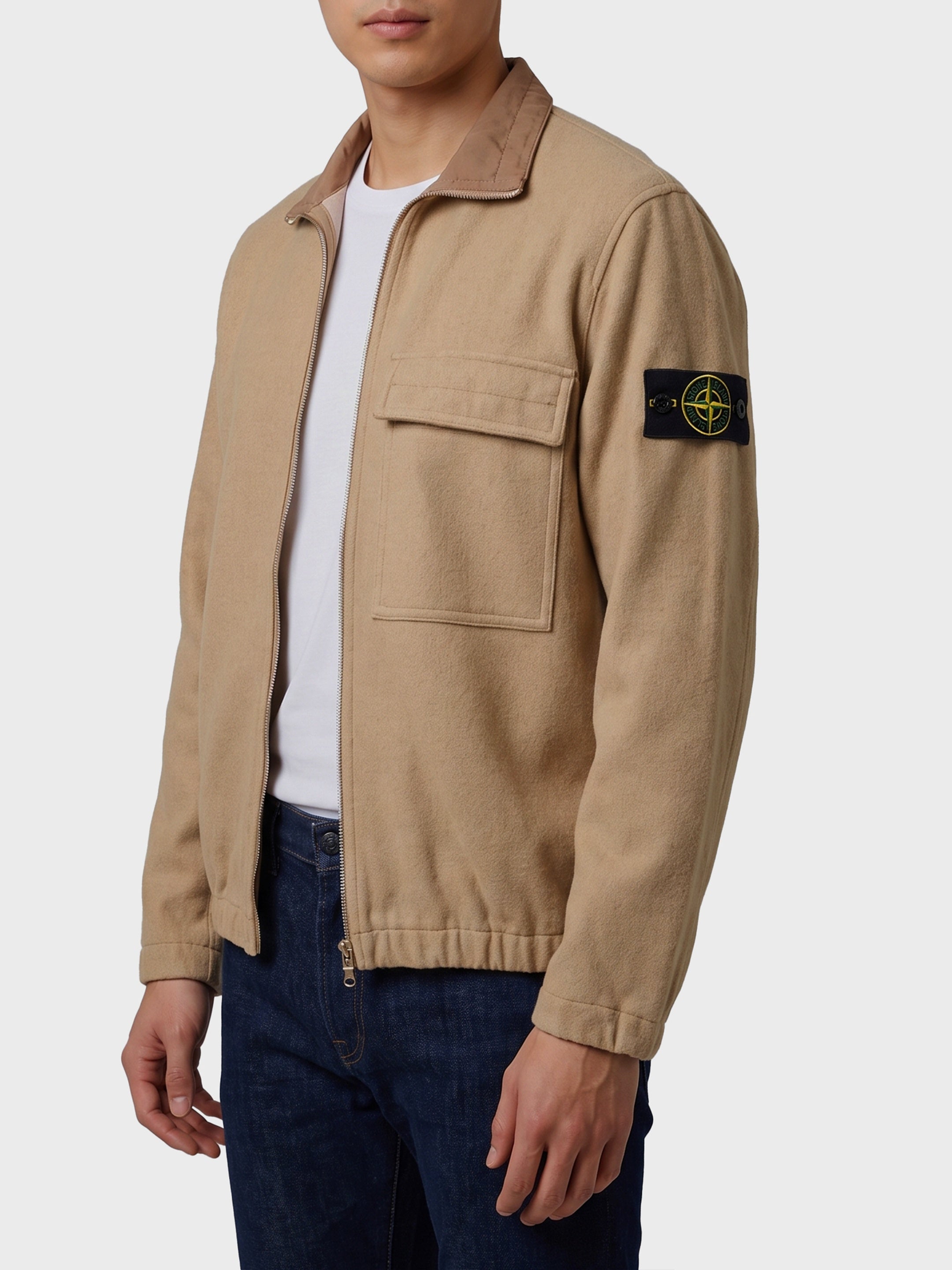 Virgin wool and nylon overshirt